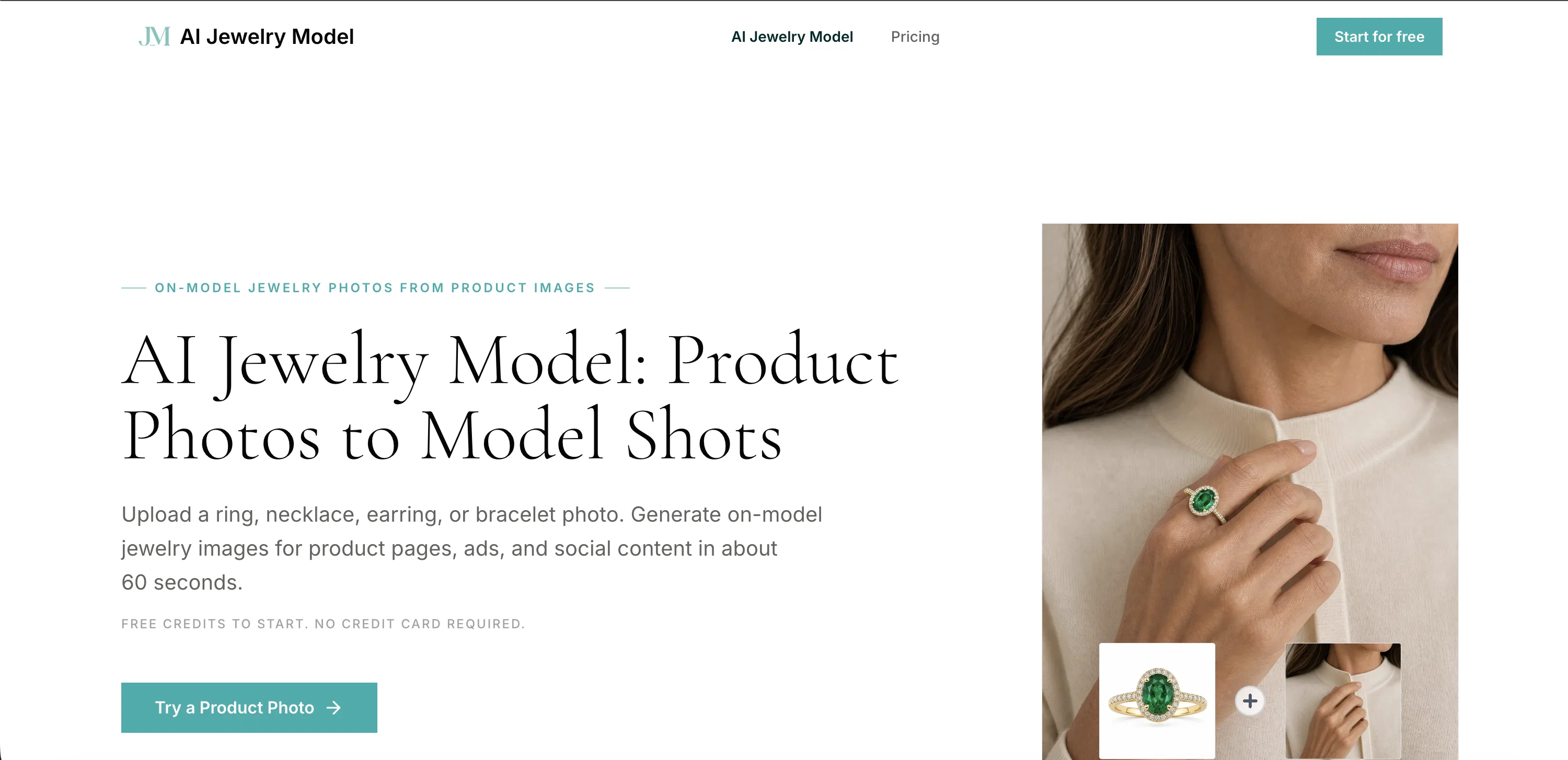 Jewelry Model AI website