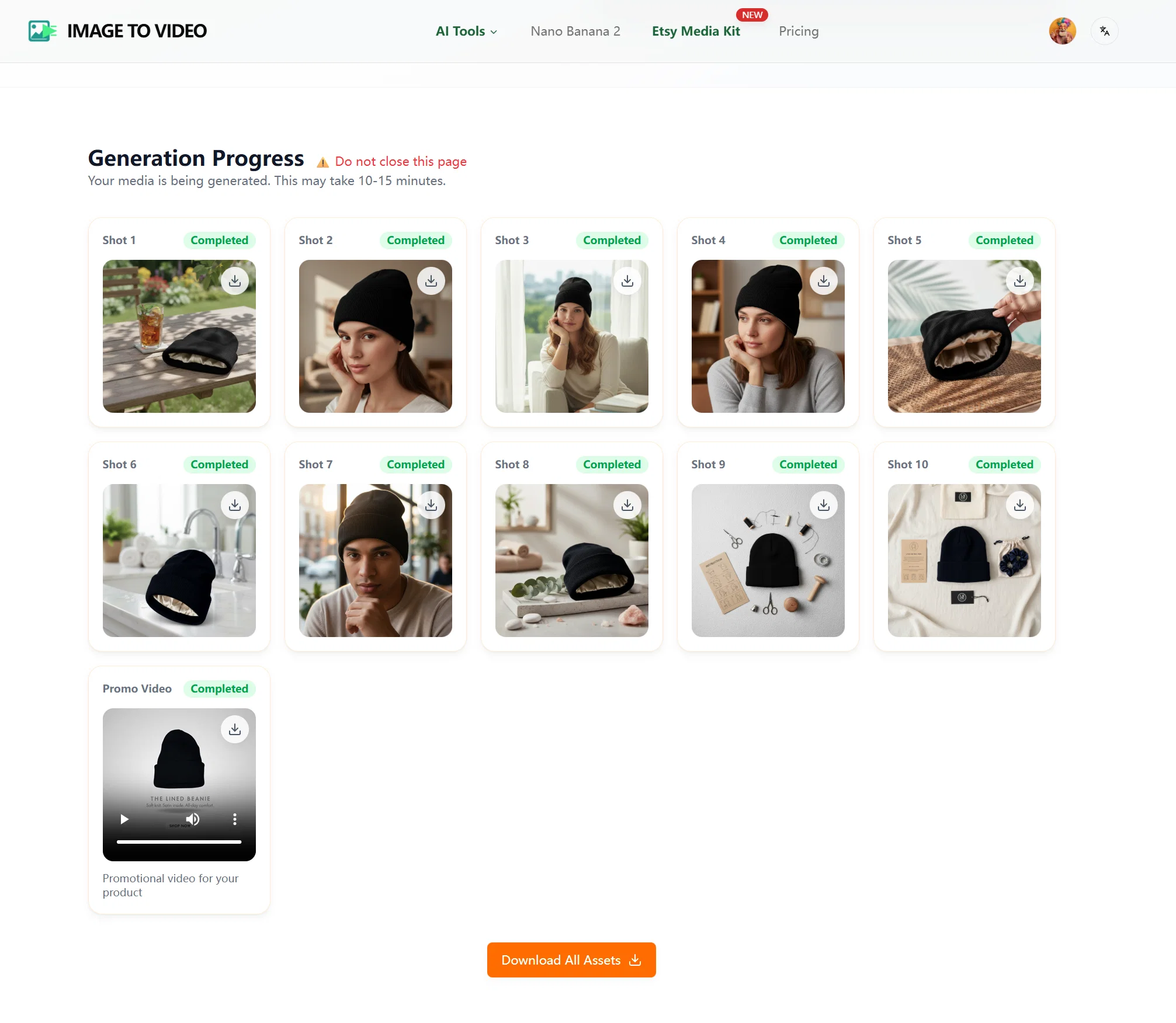 Best Etsy Media Kit Generator - Image-To-Video.app website