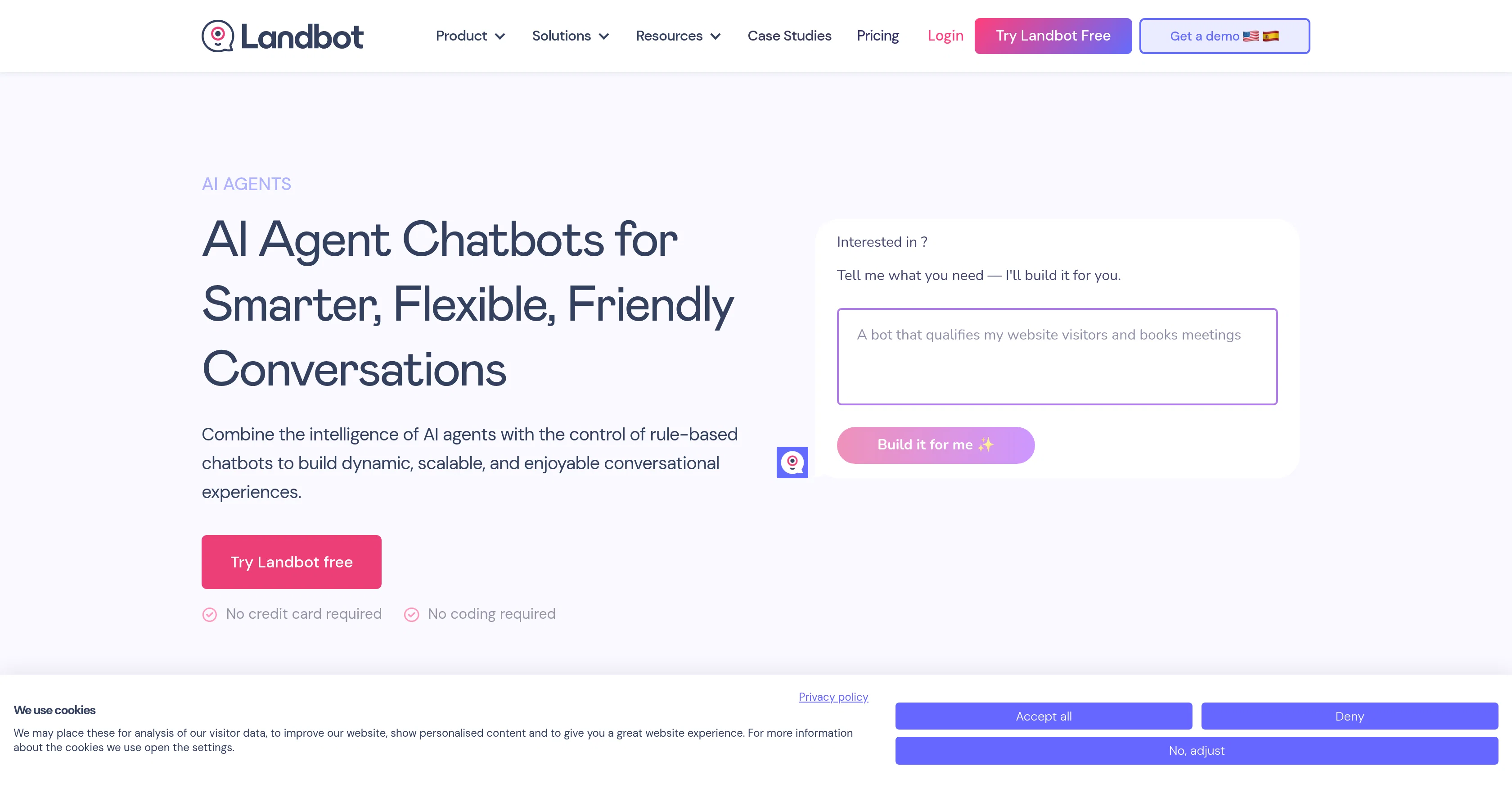 Landbot Chatbots website
