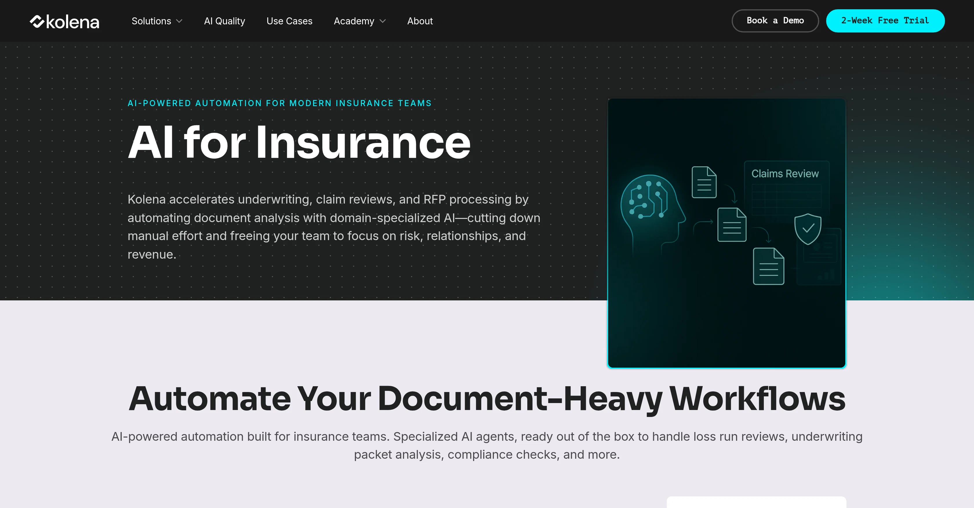 Kolena AI for Insurance website