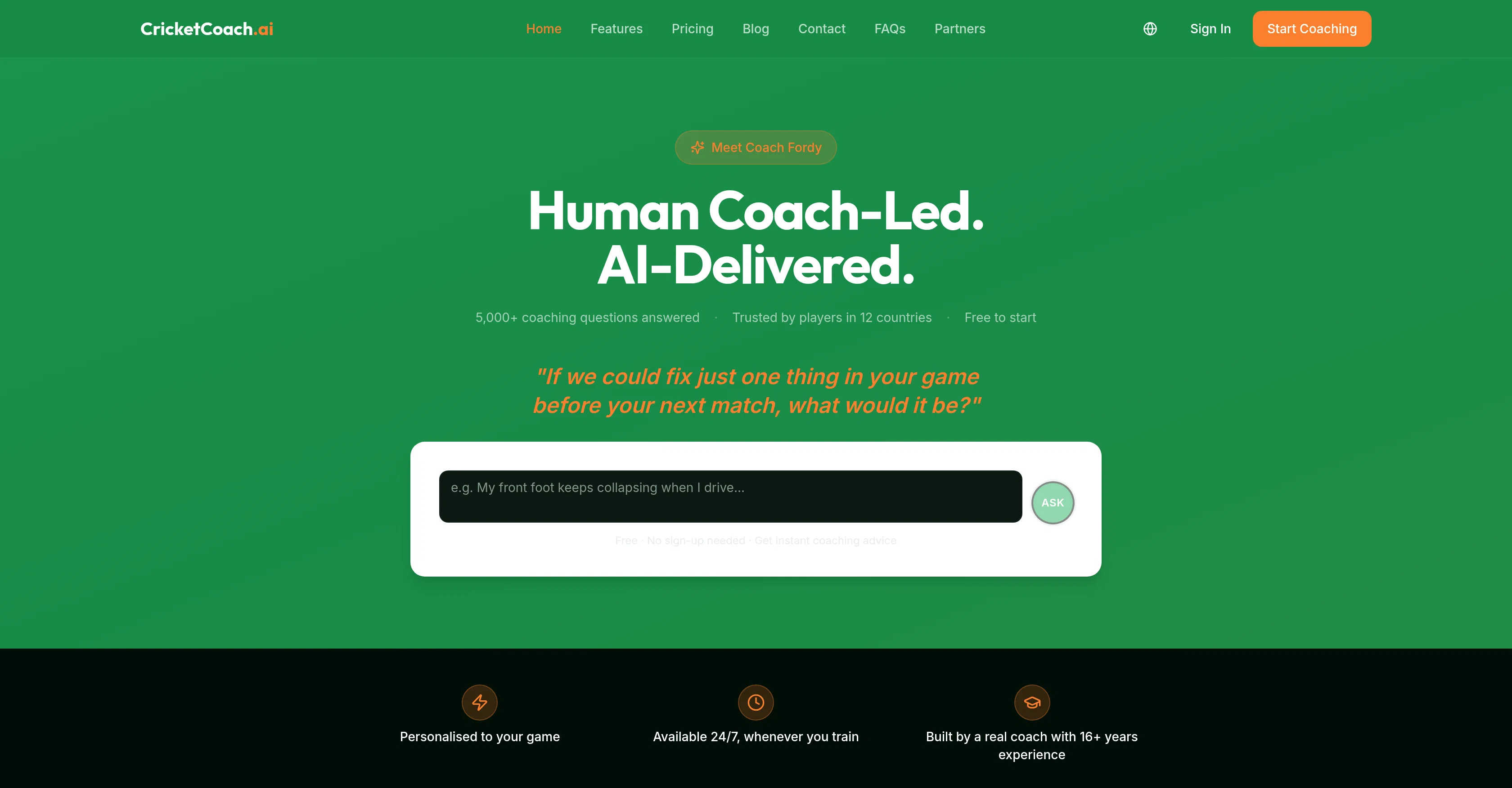CricketCoach.ai website