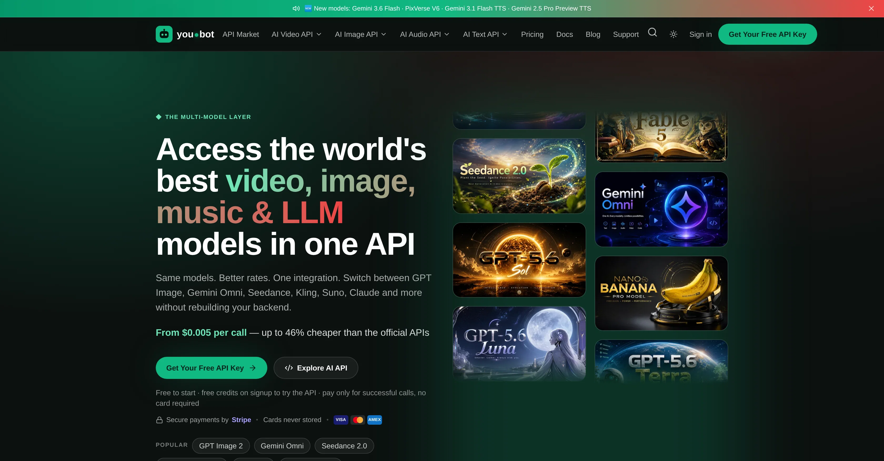 You.bot | Save ~90% on AI APIs website