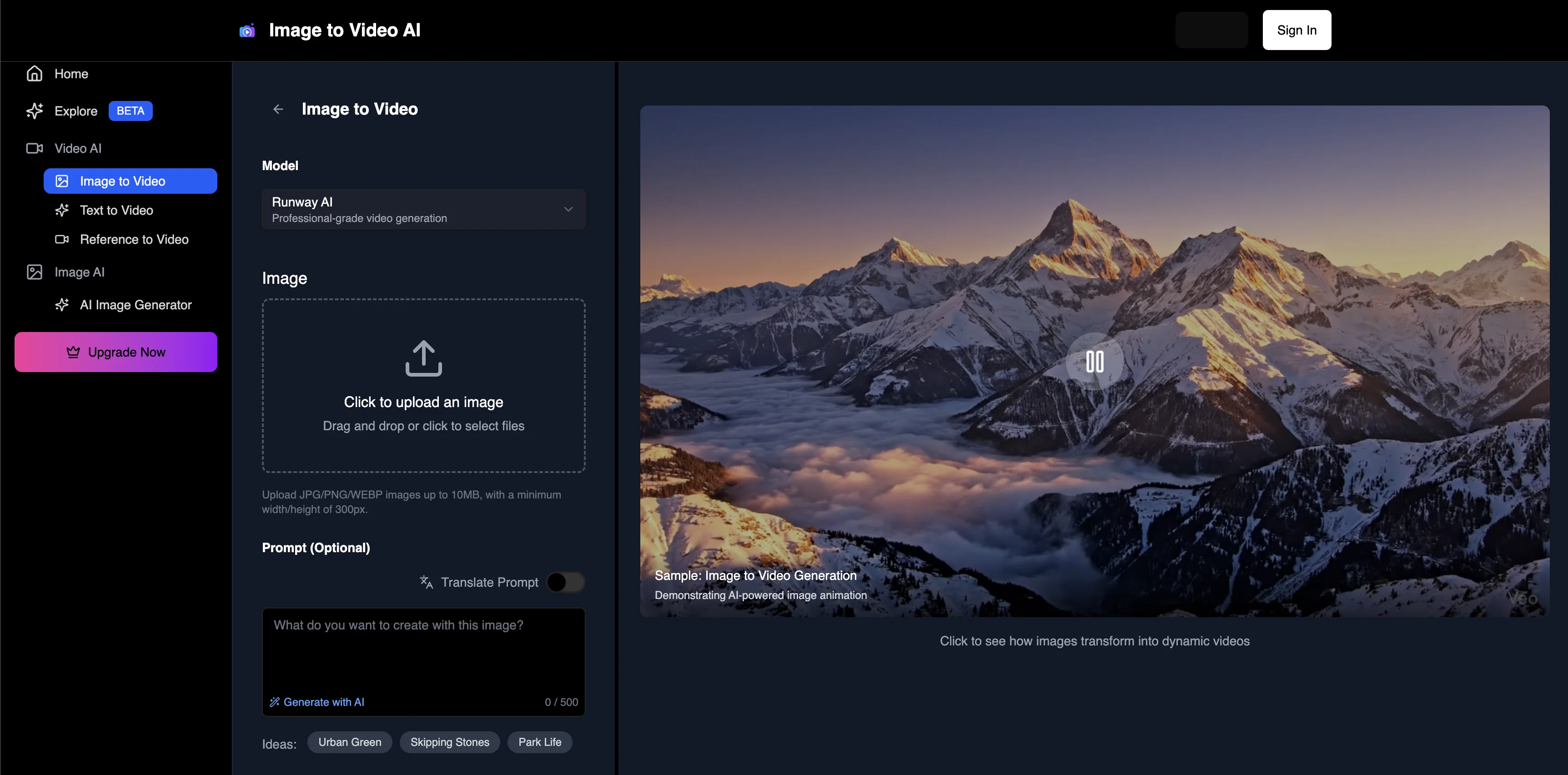 Image To Video AI.run website