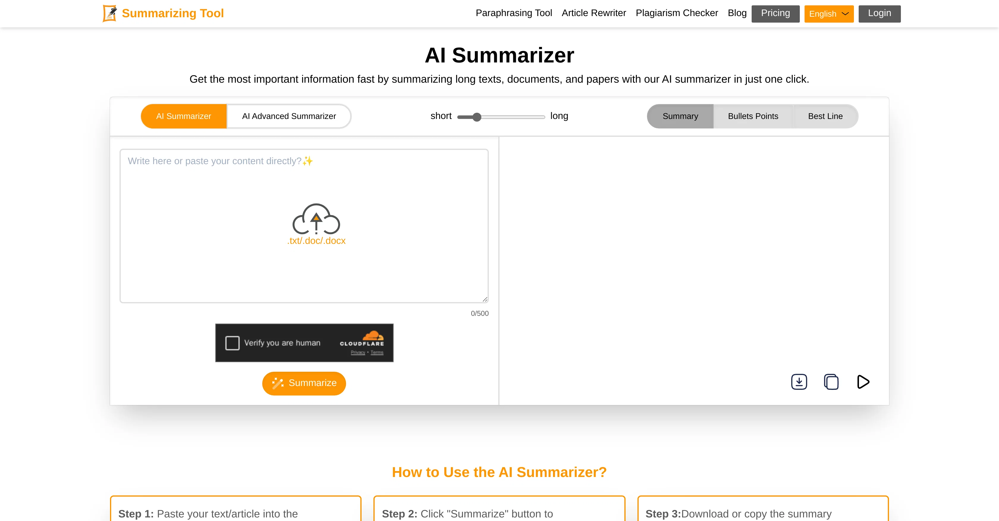 Summarizing Tool.io website