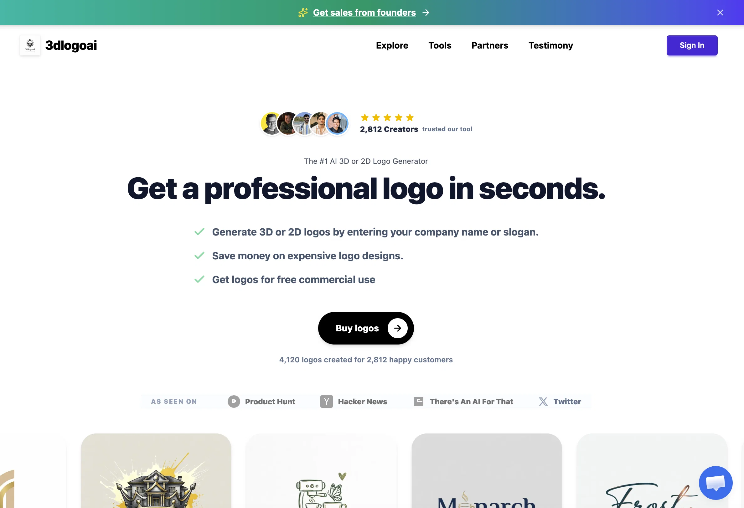 3D Logo AI website