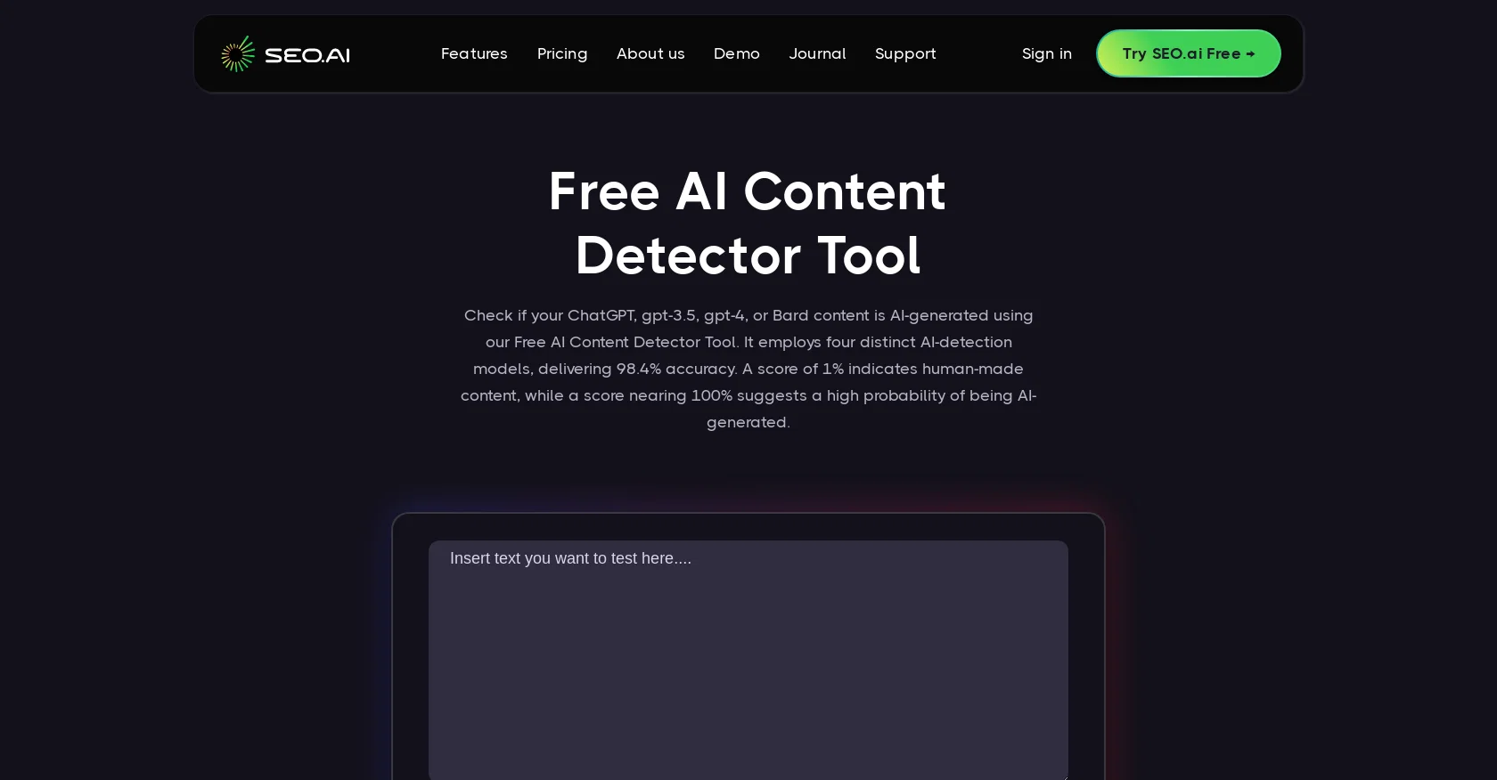 AI Content Detector website