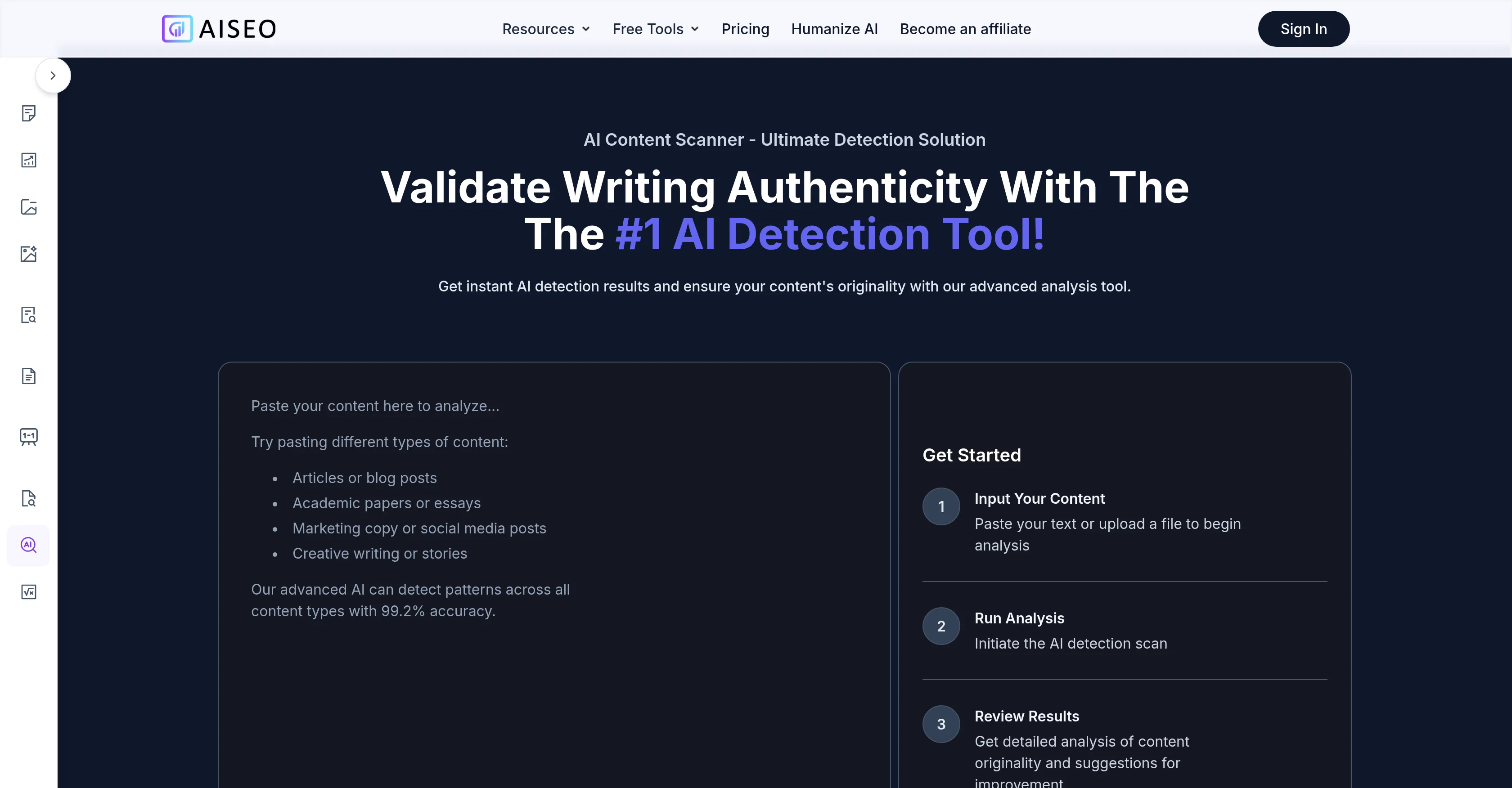 AISEO AI Detector website