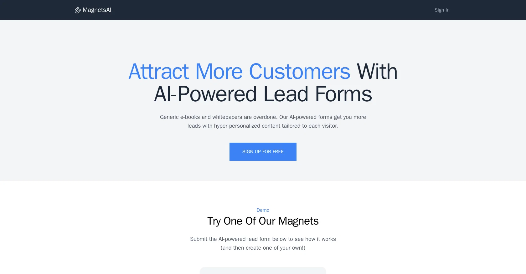 MagnetsAI website