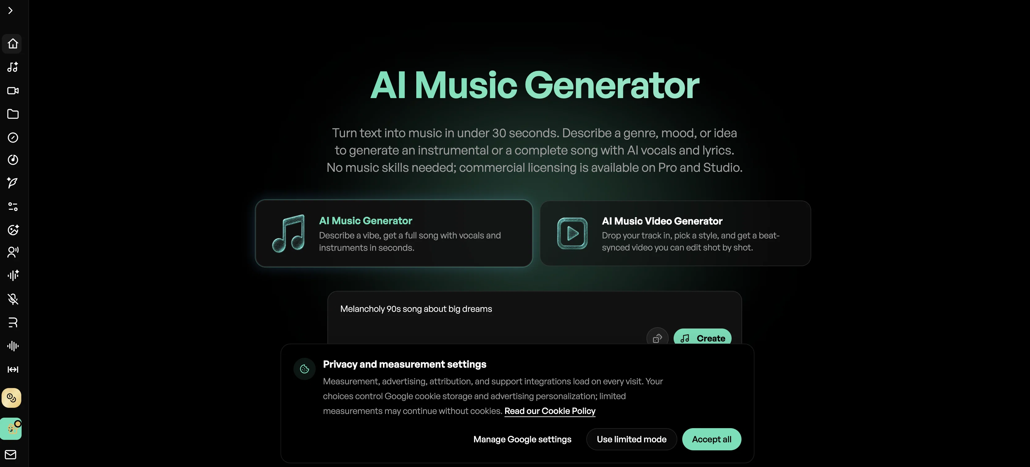 BeMusic AI website