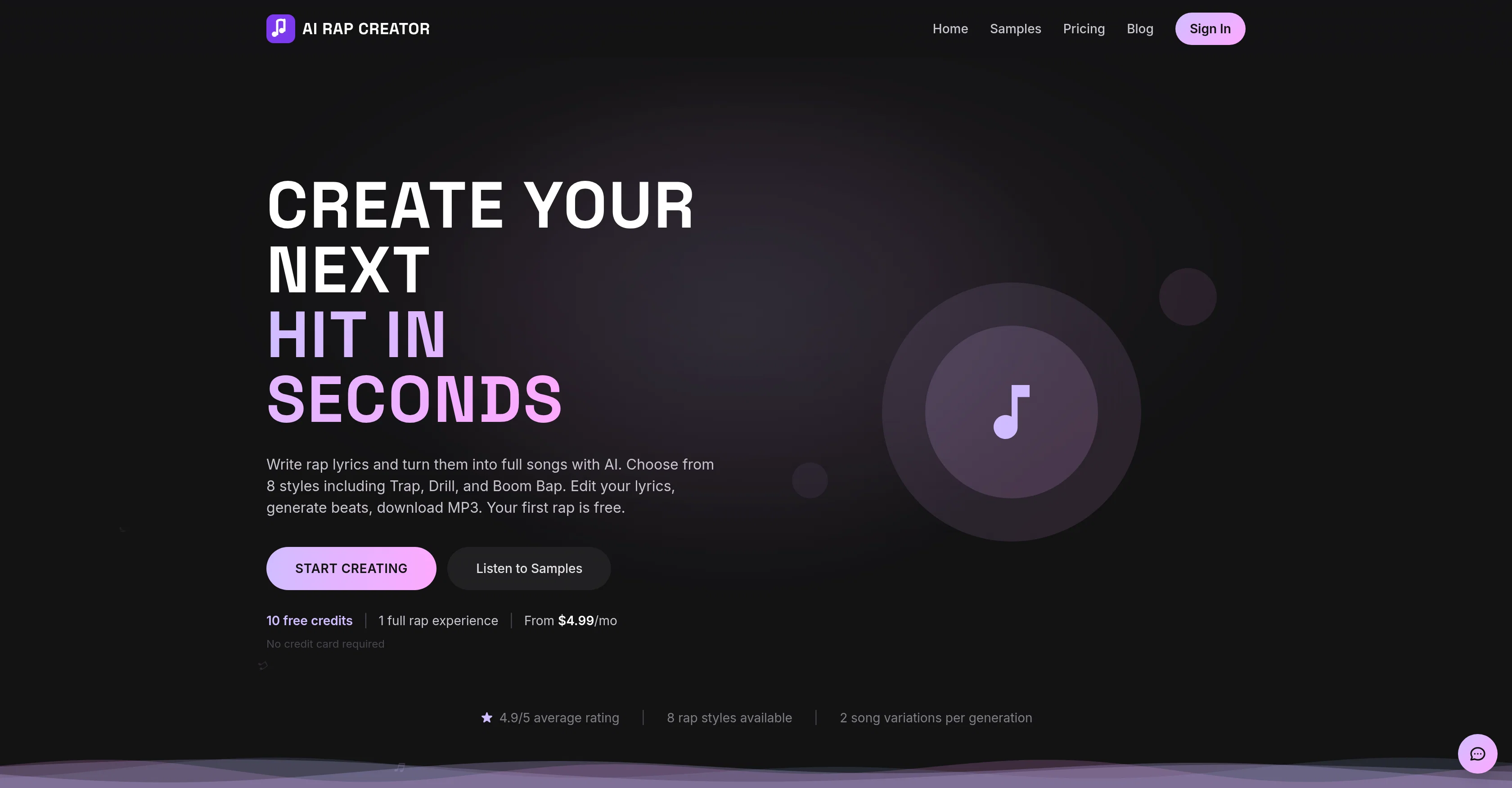 AI Rap Creator.com website