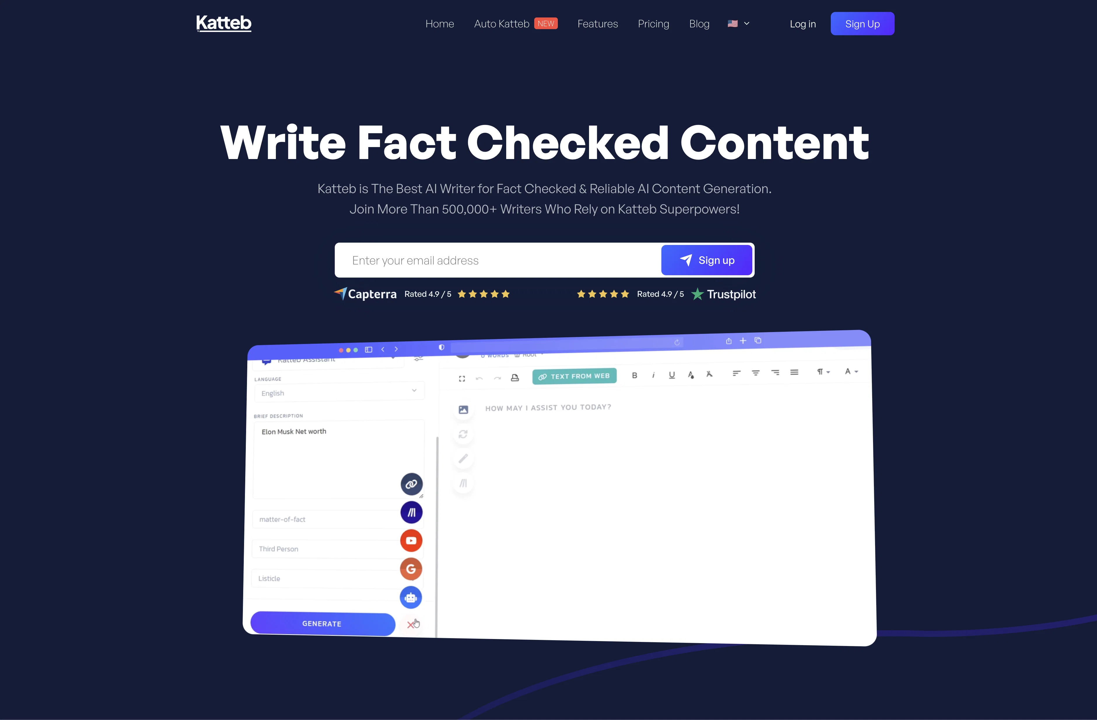Katteb AI Article Writer website
