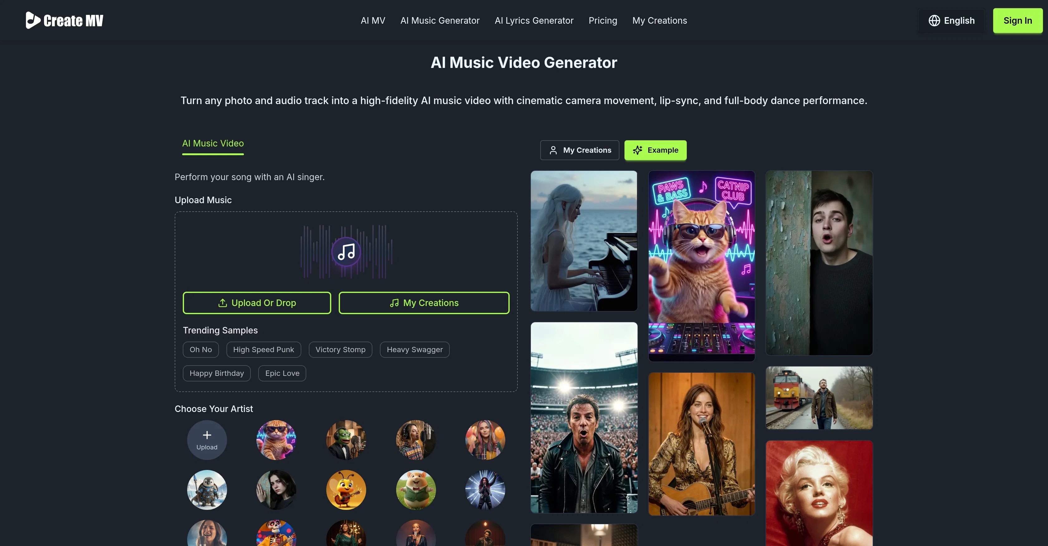 AI Music Video Generator website