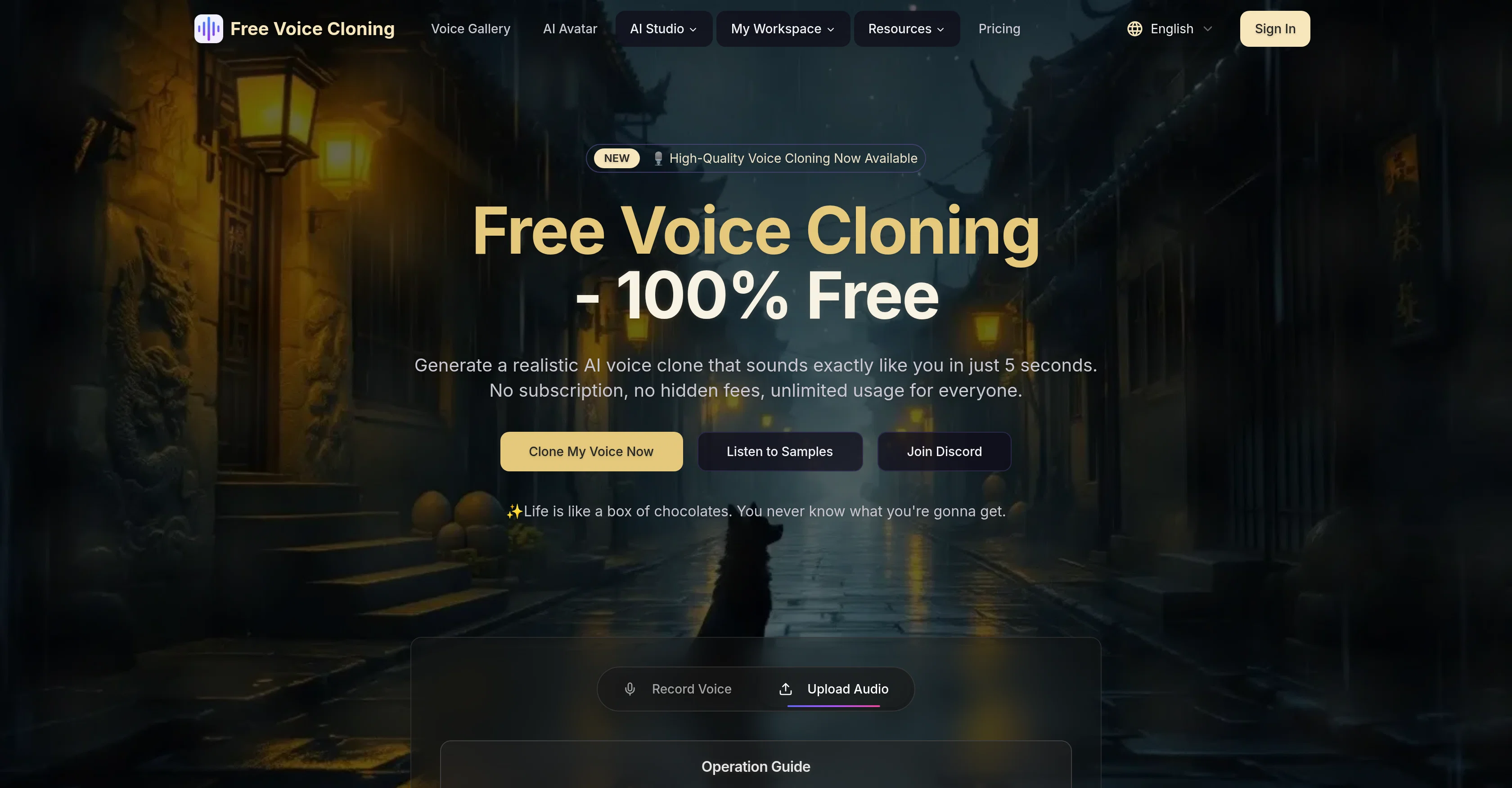 AI Clone Voice Free.com website