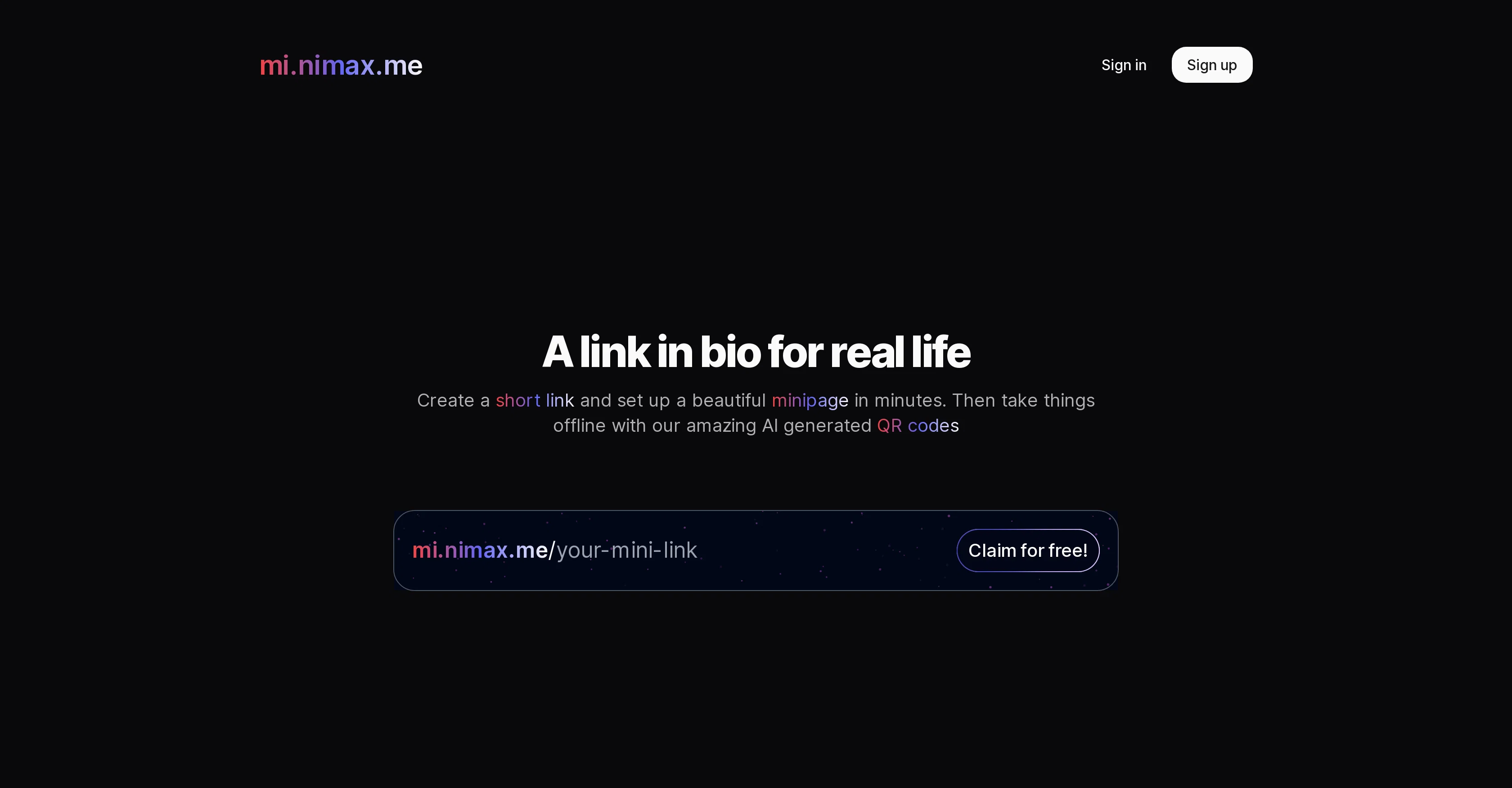 Mi.Nimax website
