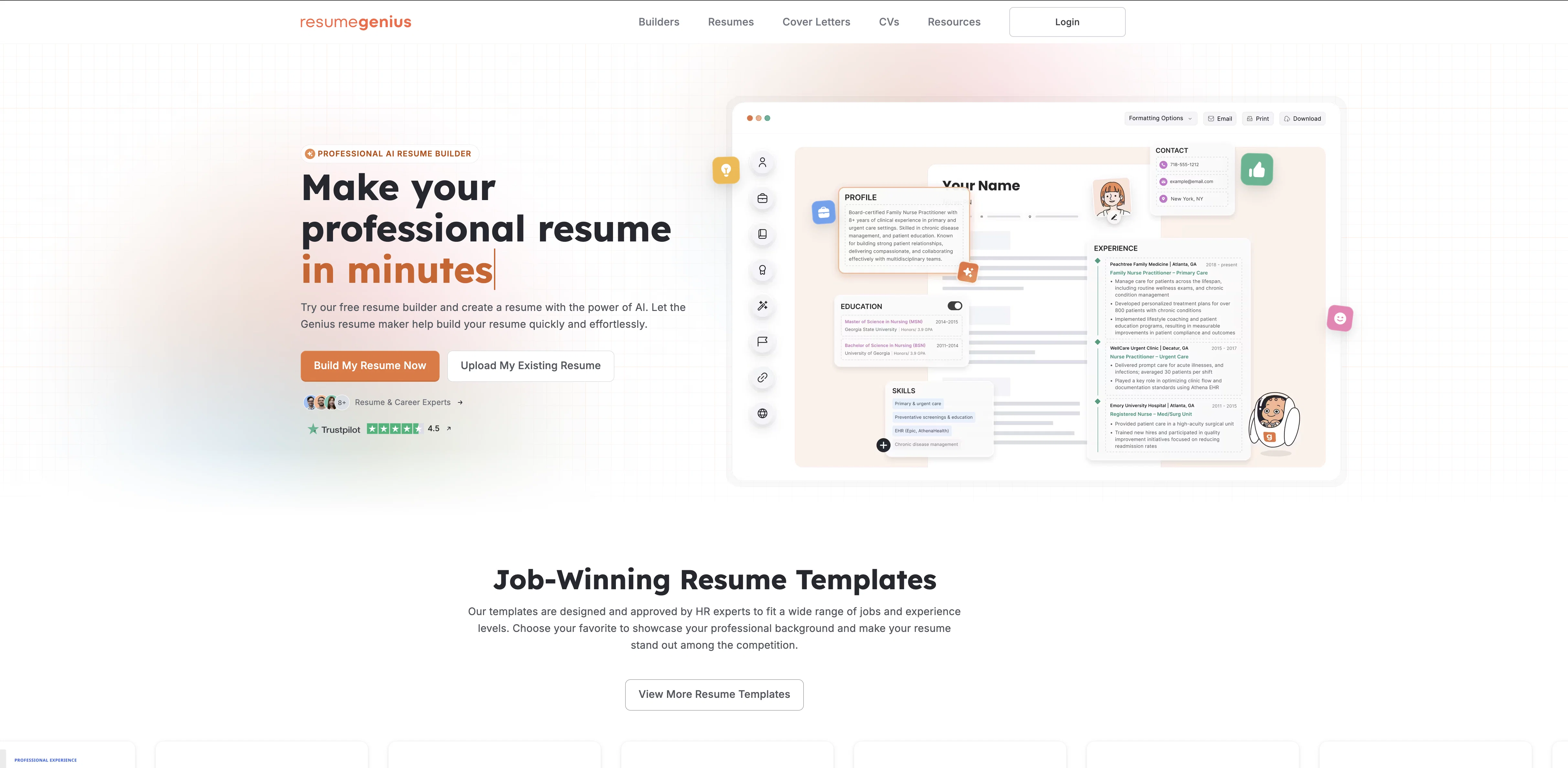 Resume Genius website