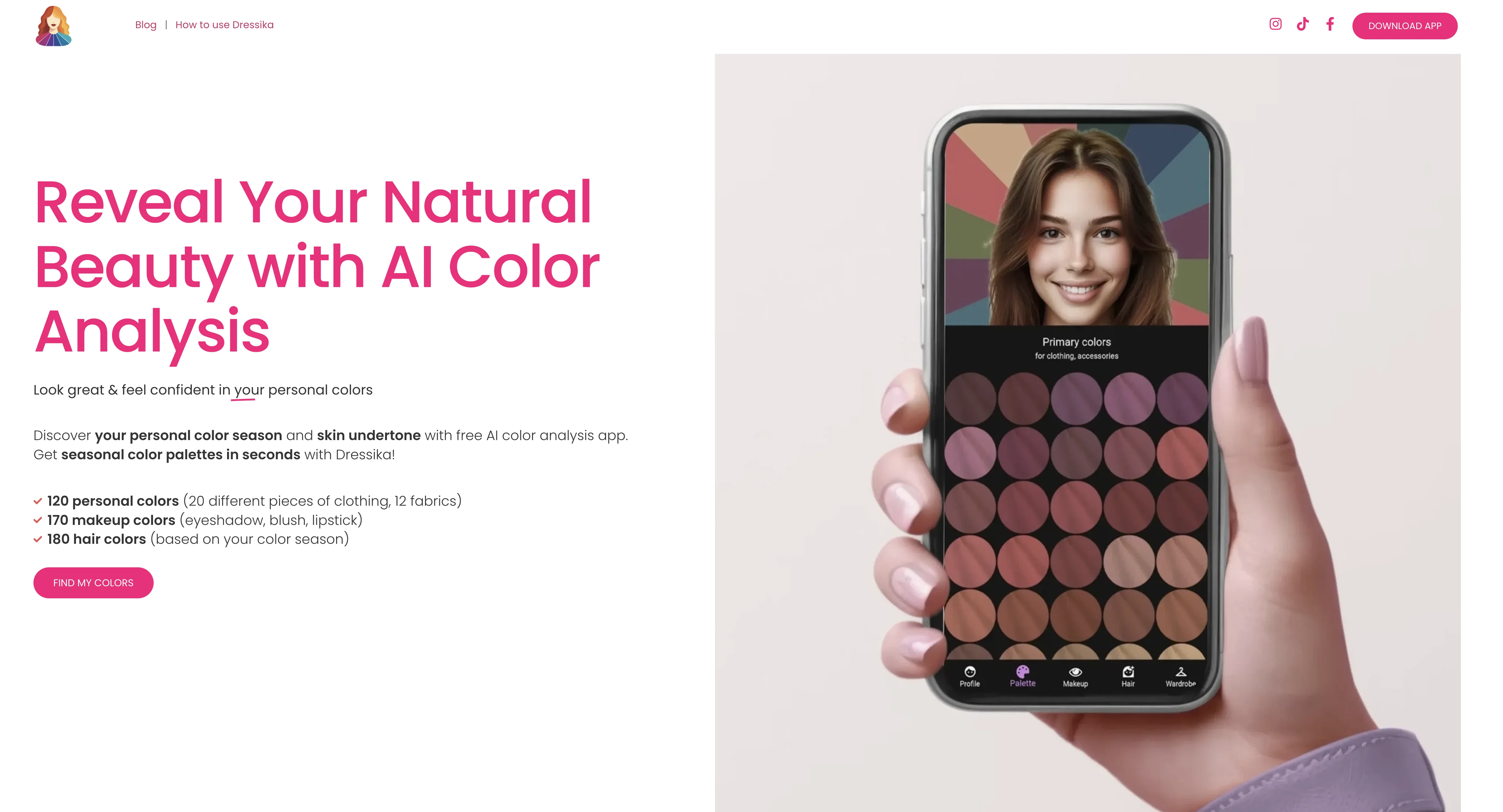 Dressika - AI Color Analysis website