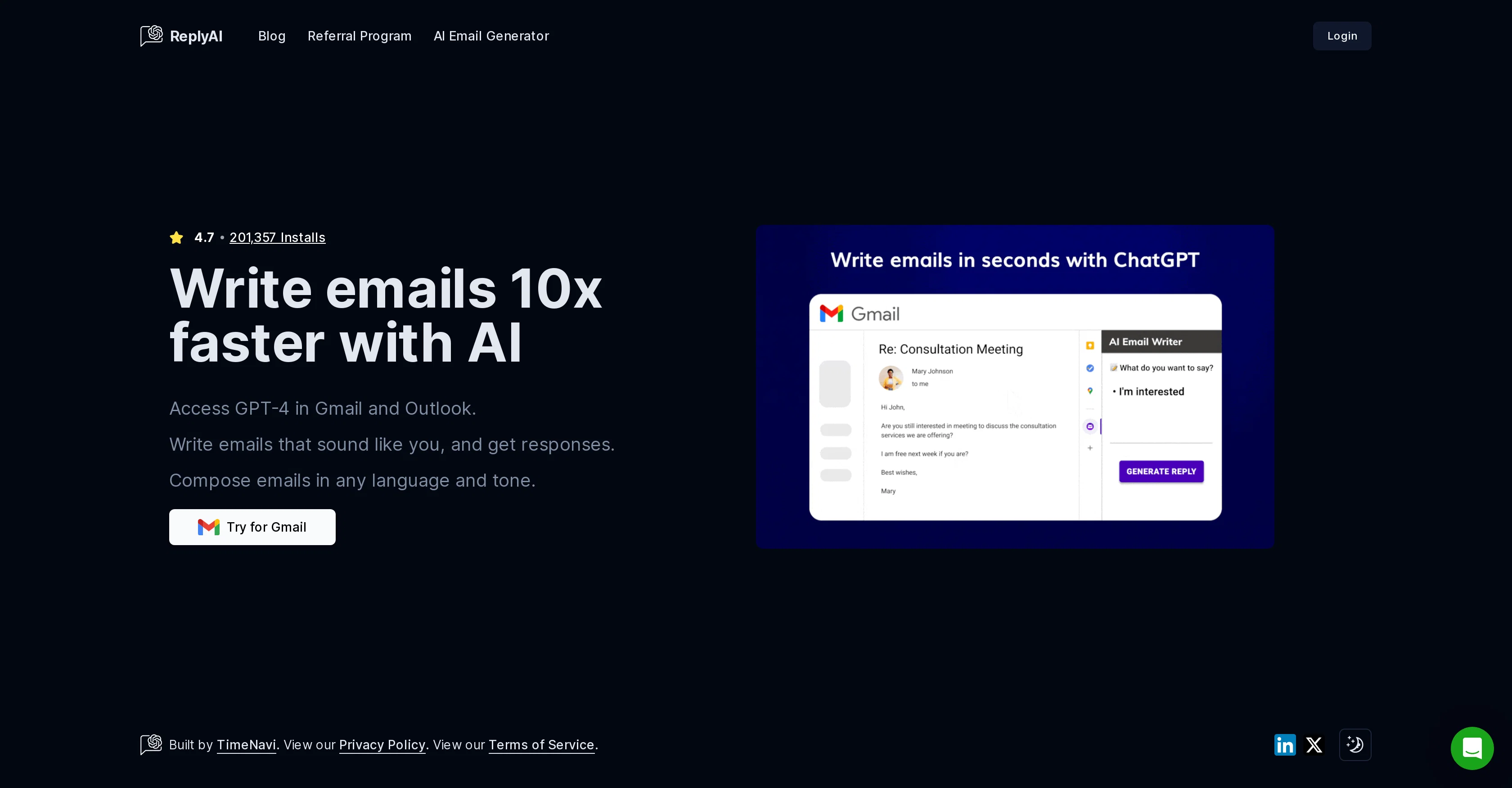 ReplyAI website