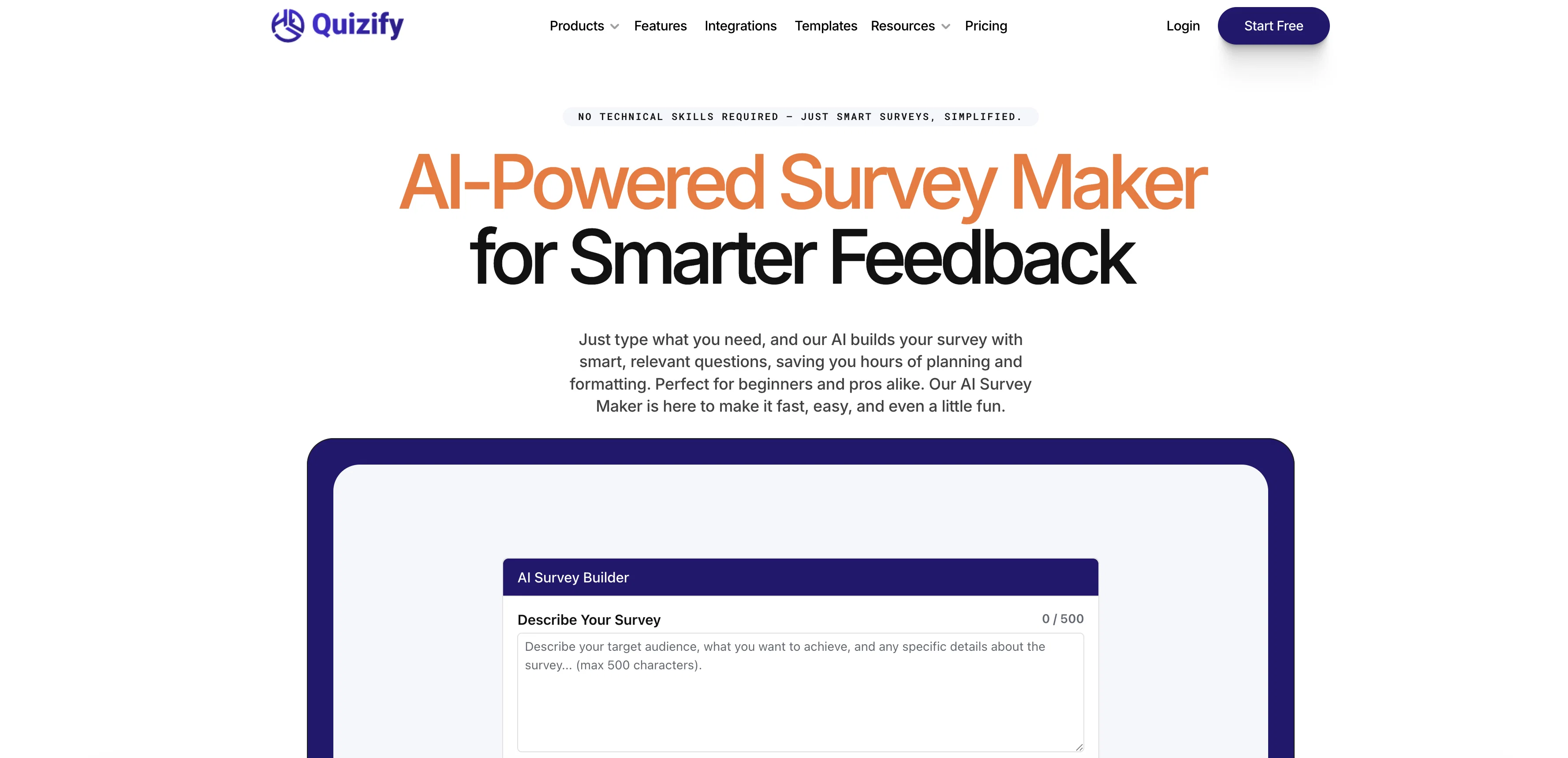 Quizify AI Survey Maker website