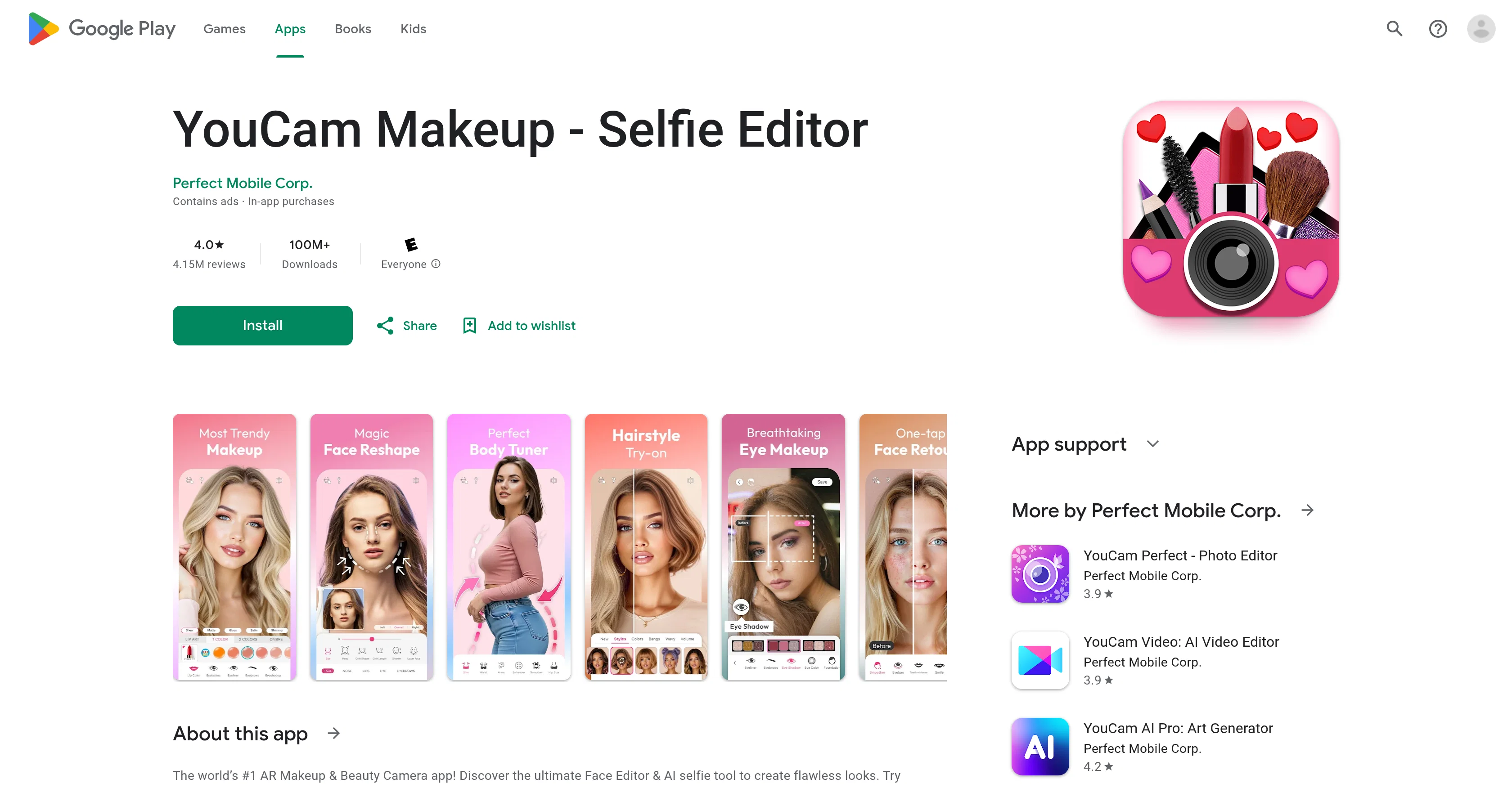 YouCam Makeup - Selfie Editor website