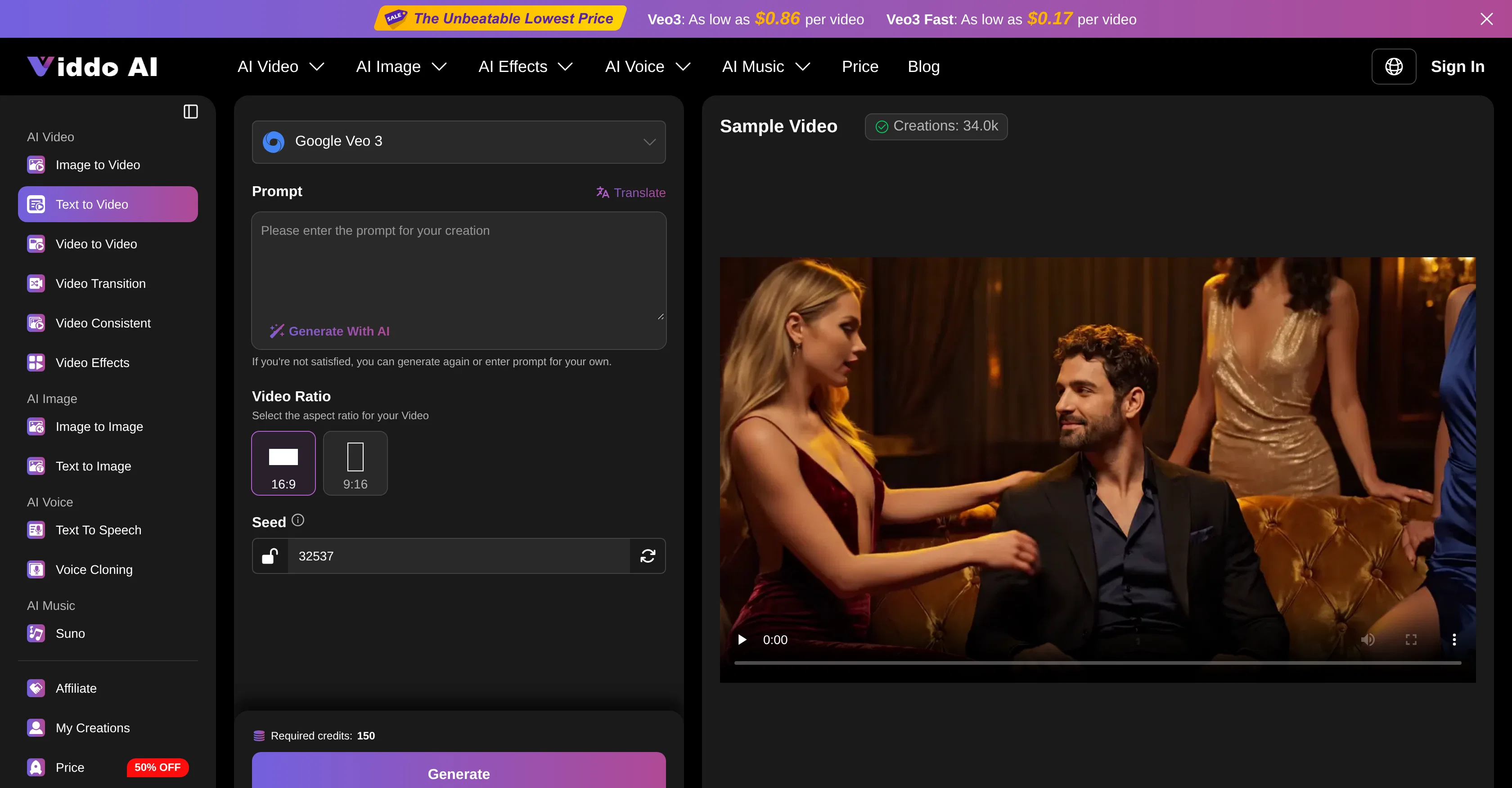 Viddo AI - AI Video Generator website
