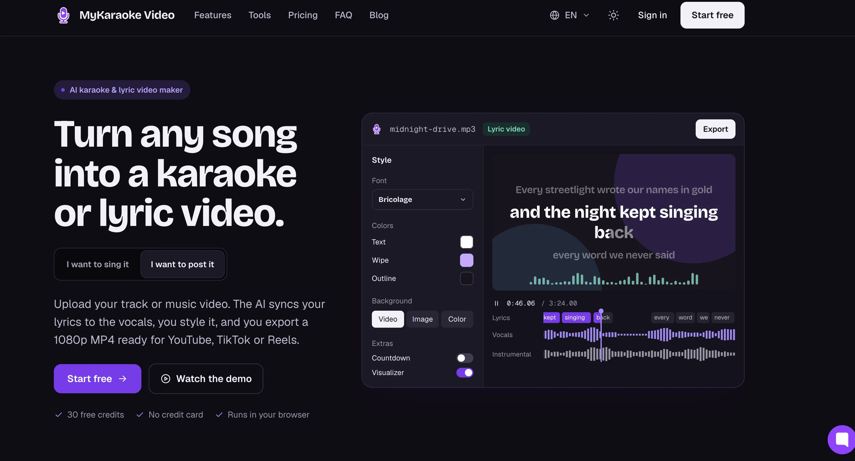 MyKaraoke Video website
