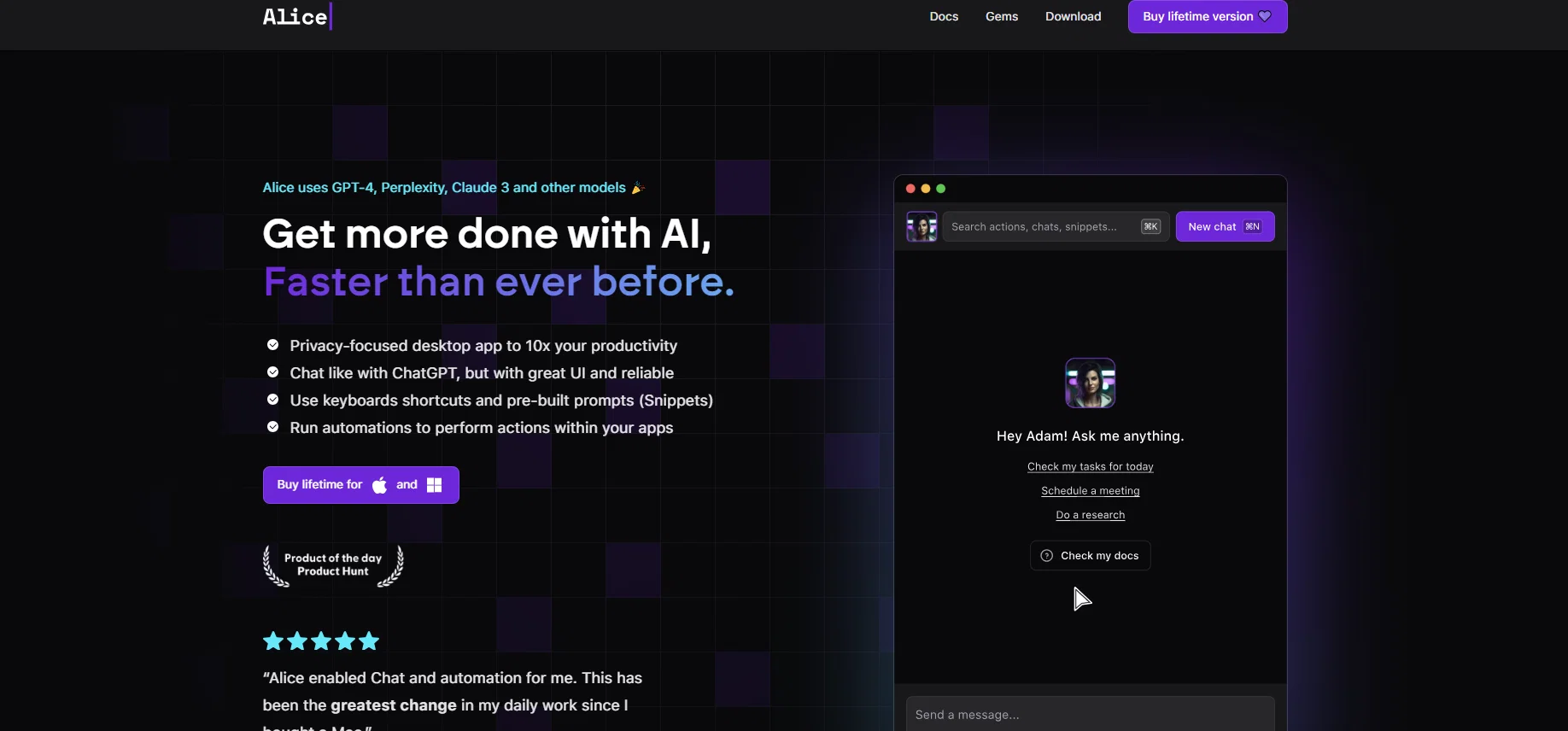 Alice App website