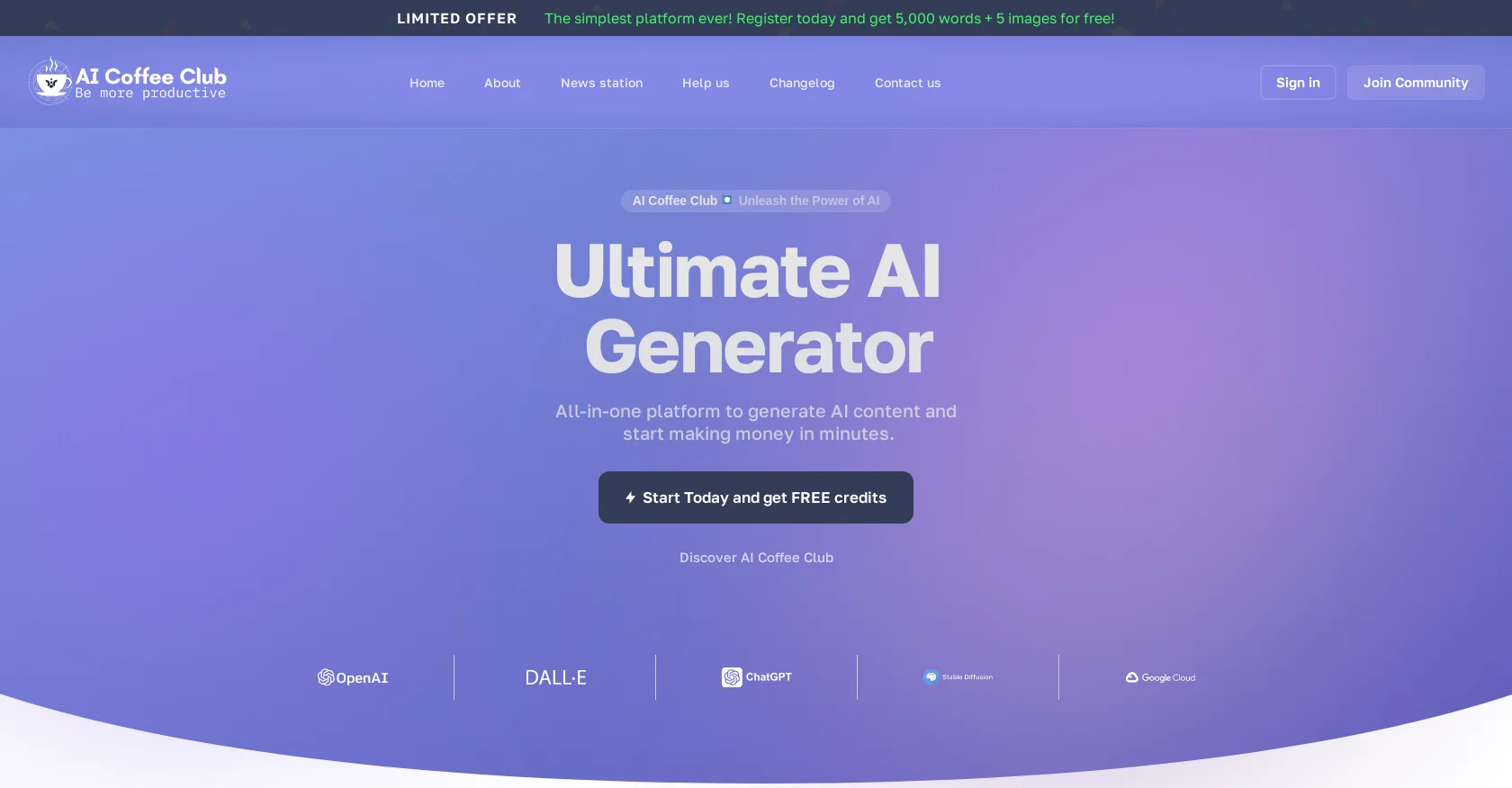 AI Coffee Club website