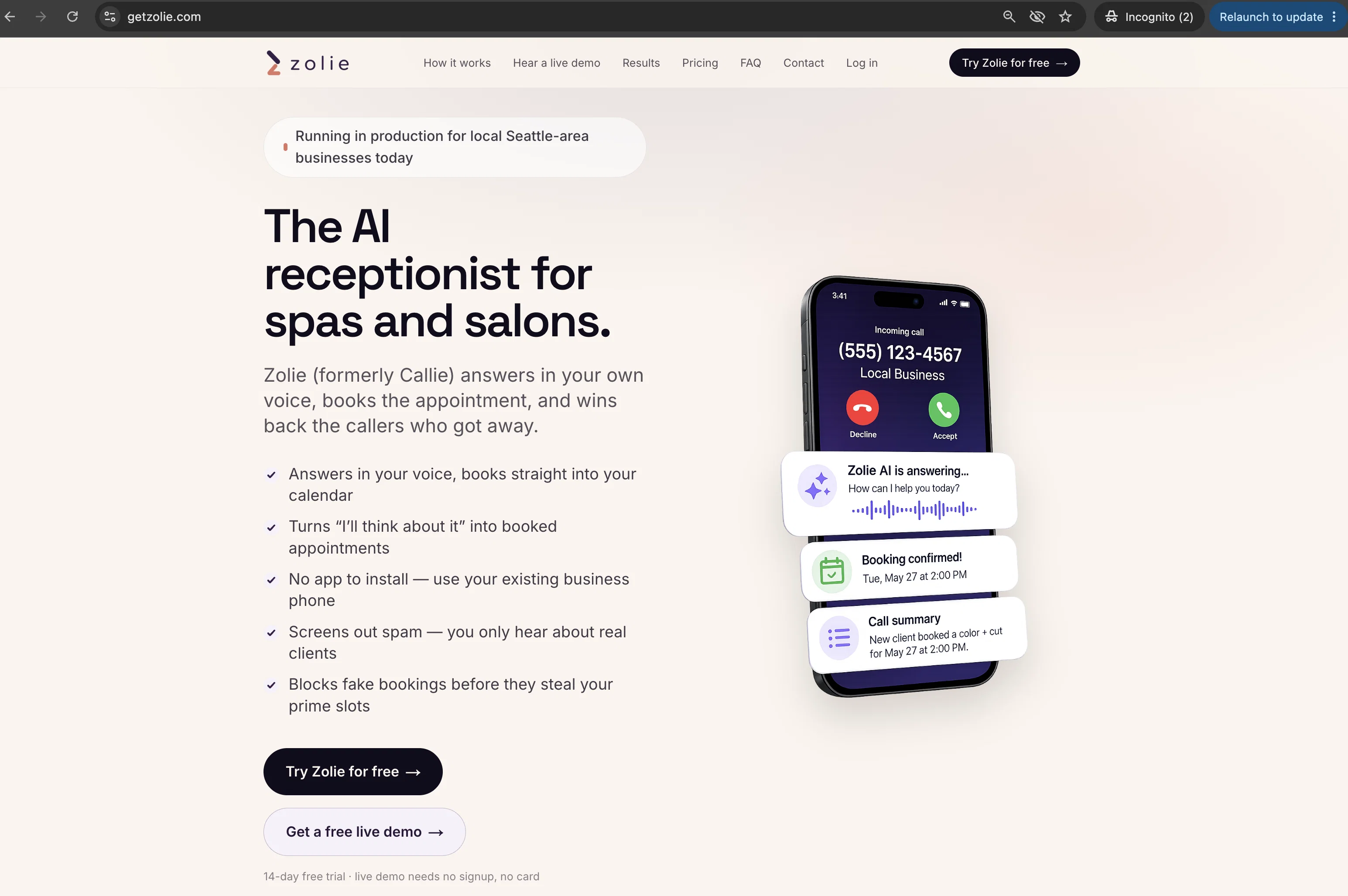 Zolie website