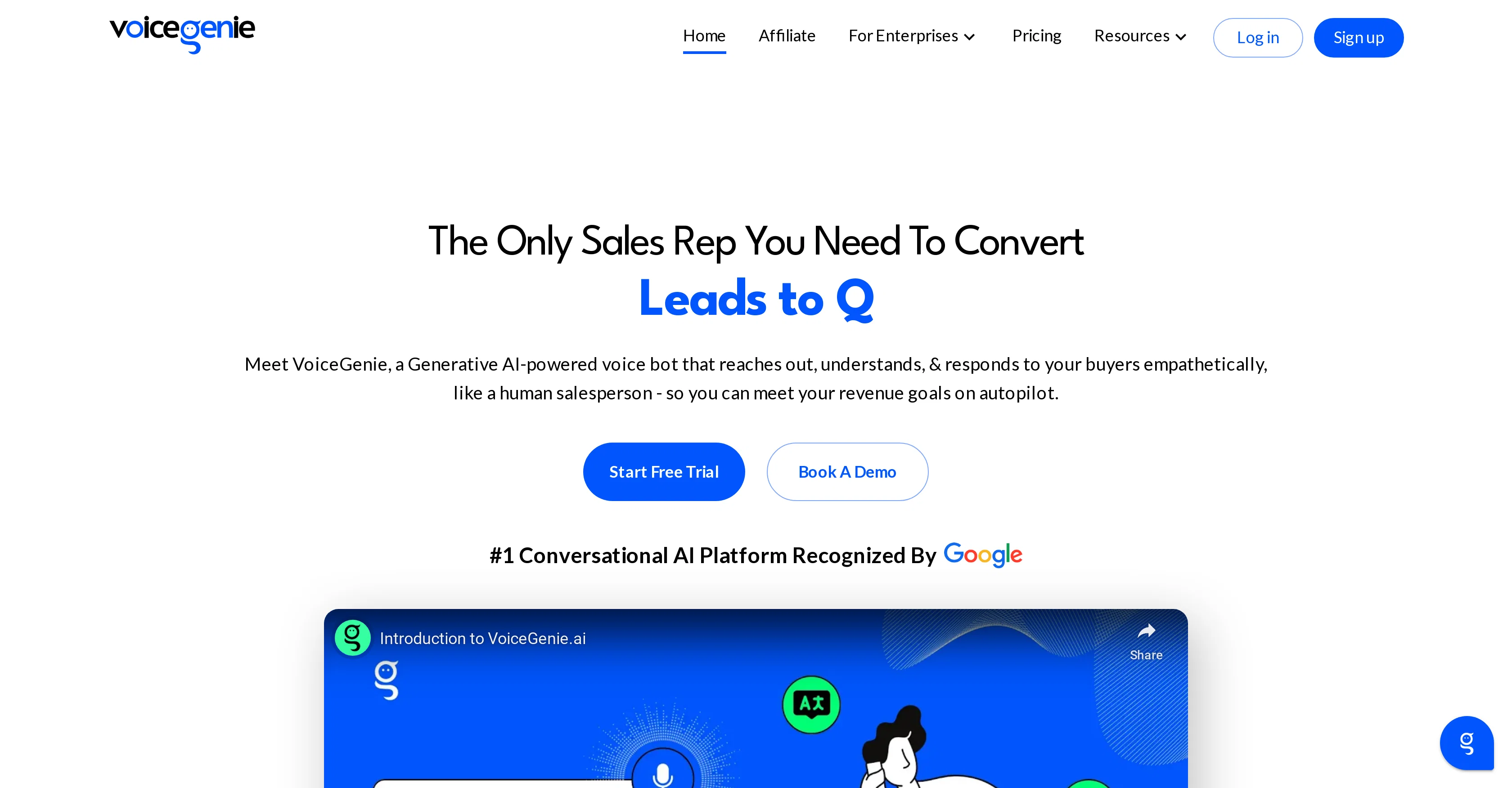 VoiceGenie website