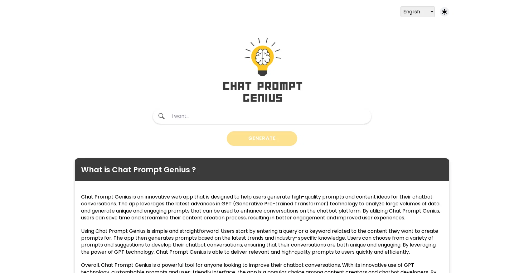 Chat Prompt Genius website