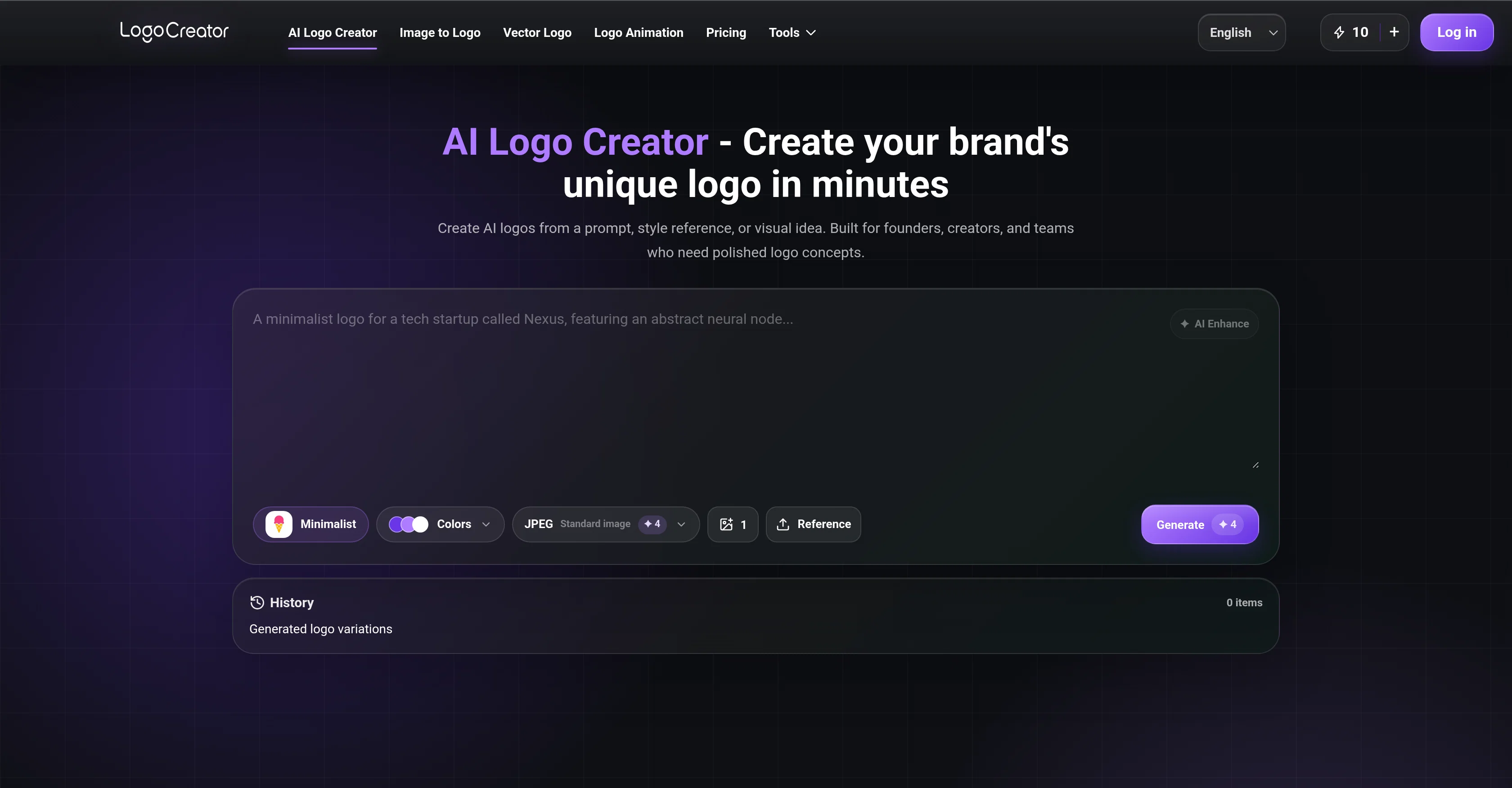 The Logo Creator AI website