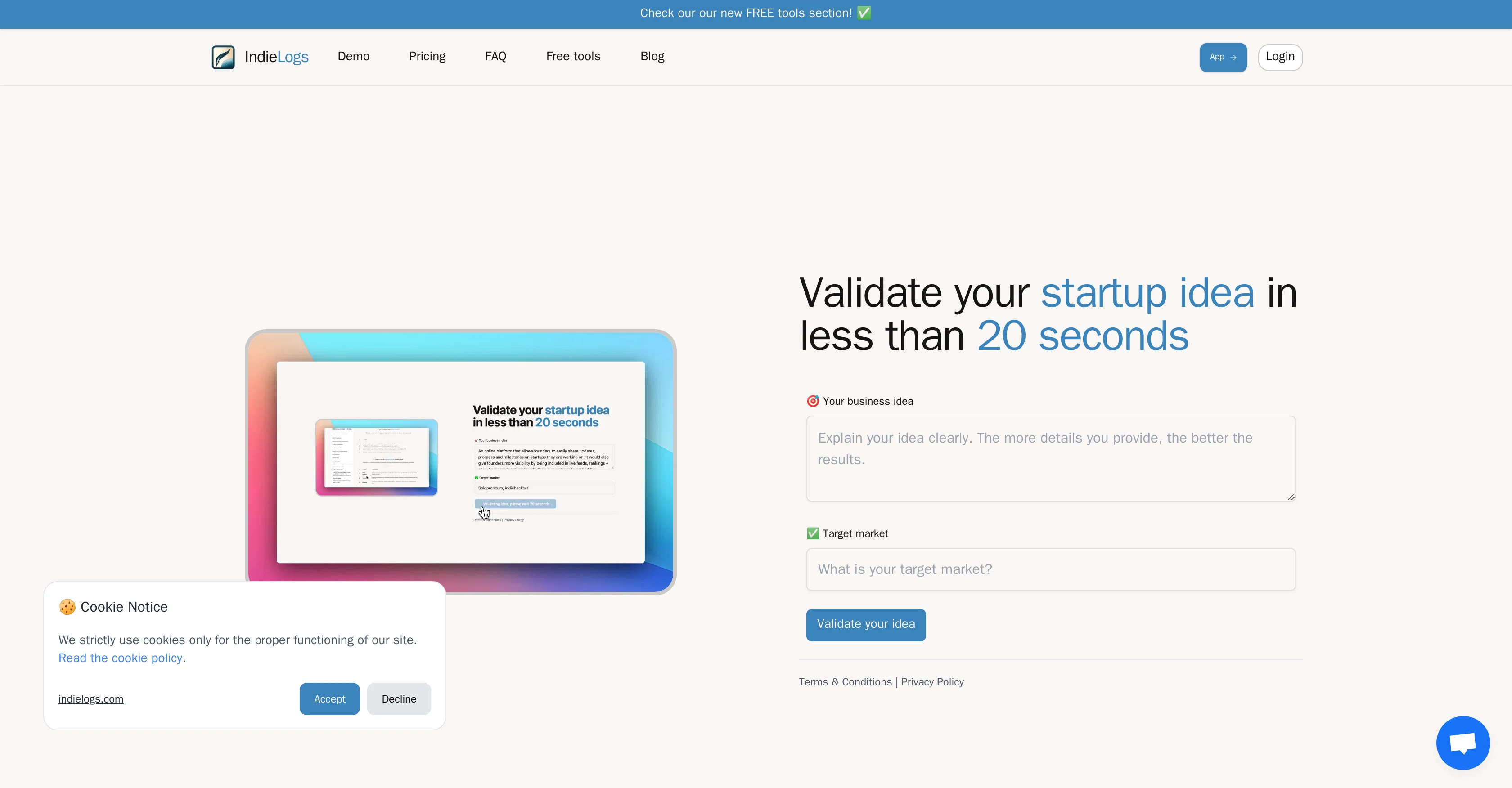 Indie Logs website