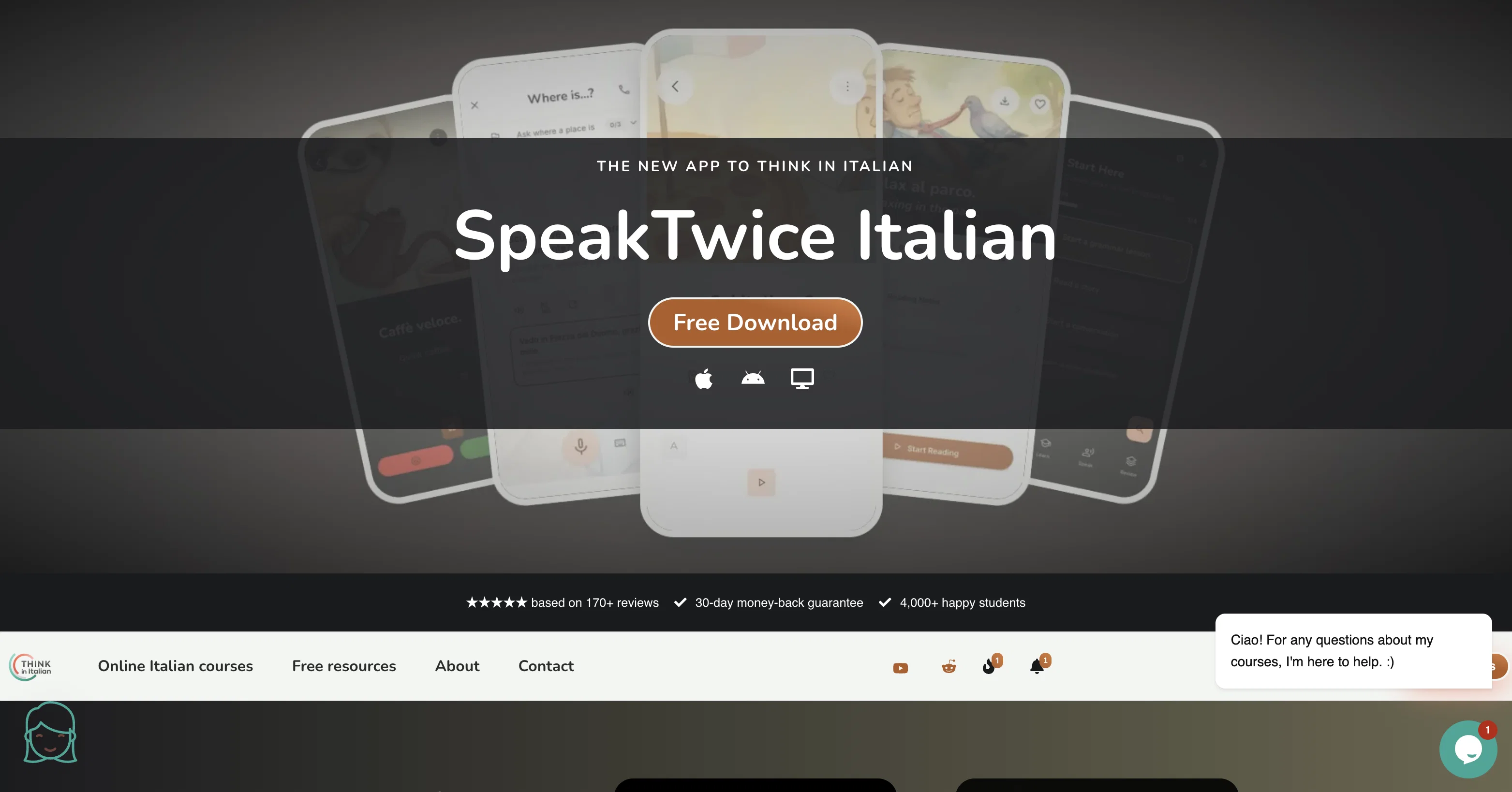 Think In Italian website