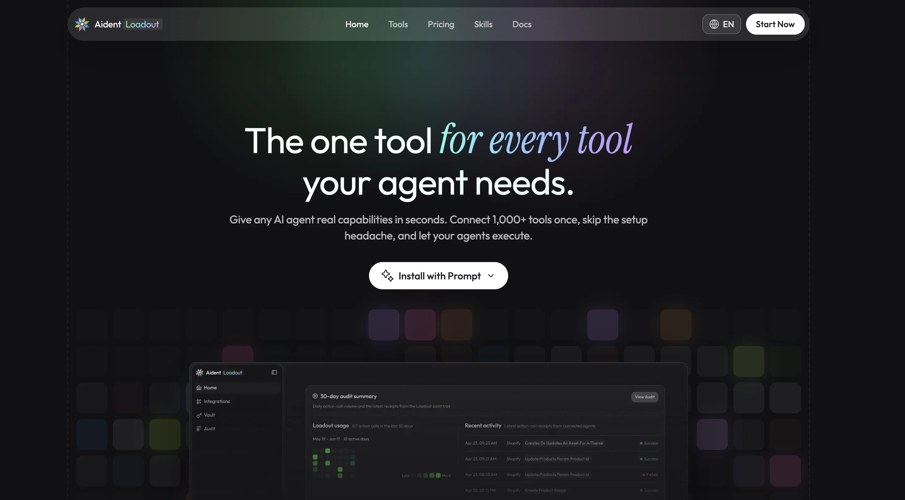 Aident Loadout website