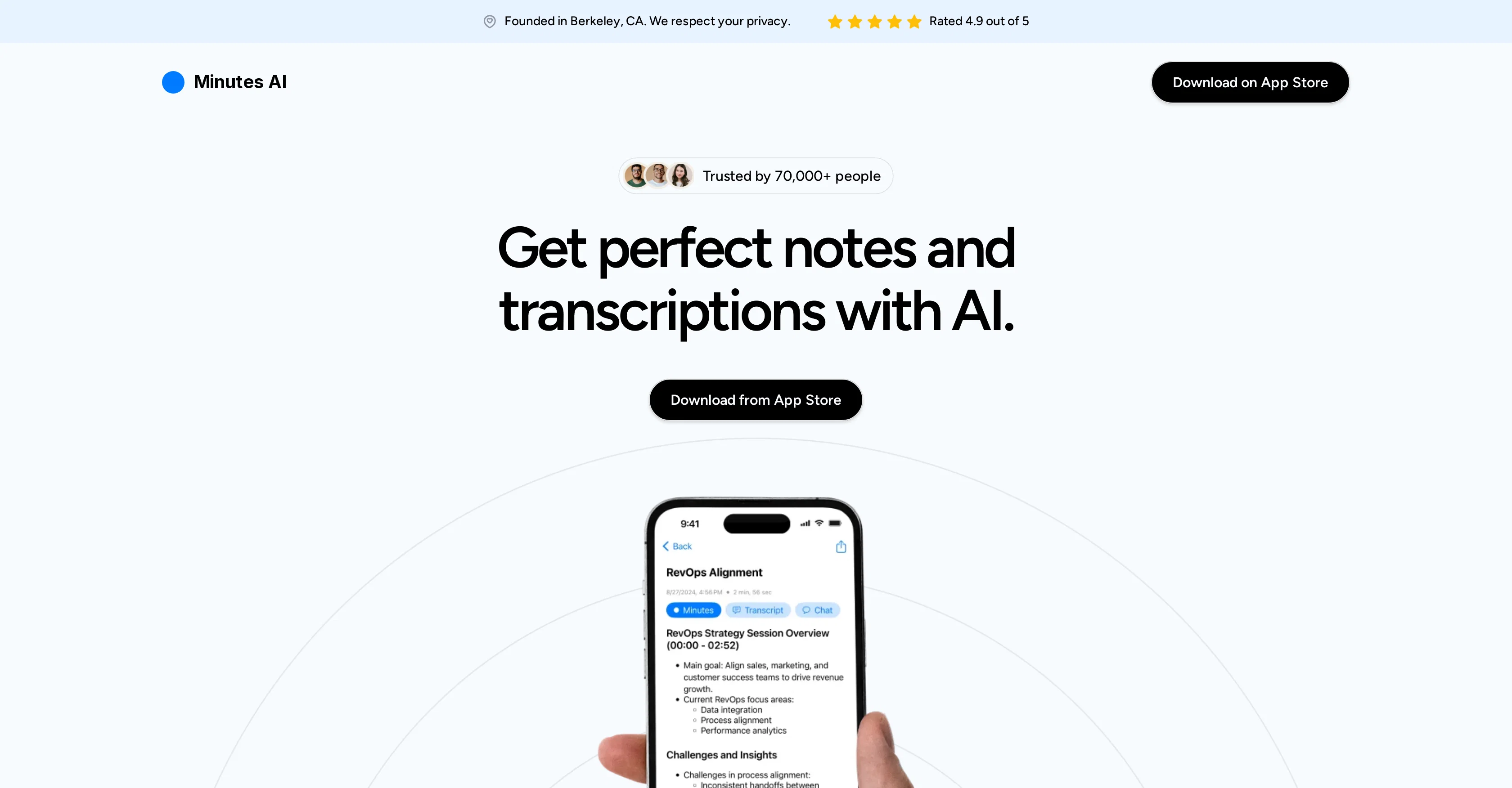 Minutes AI website