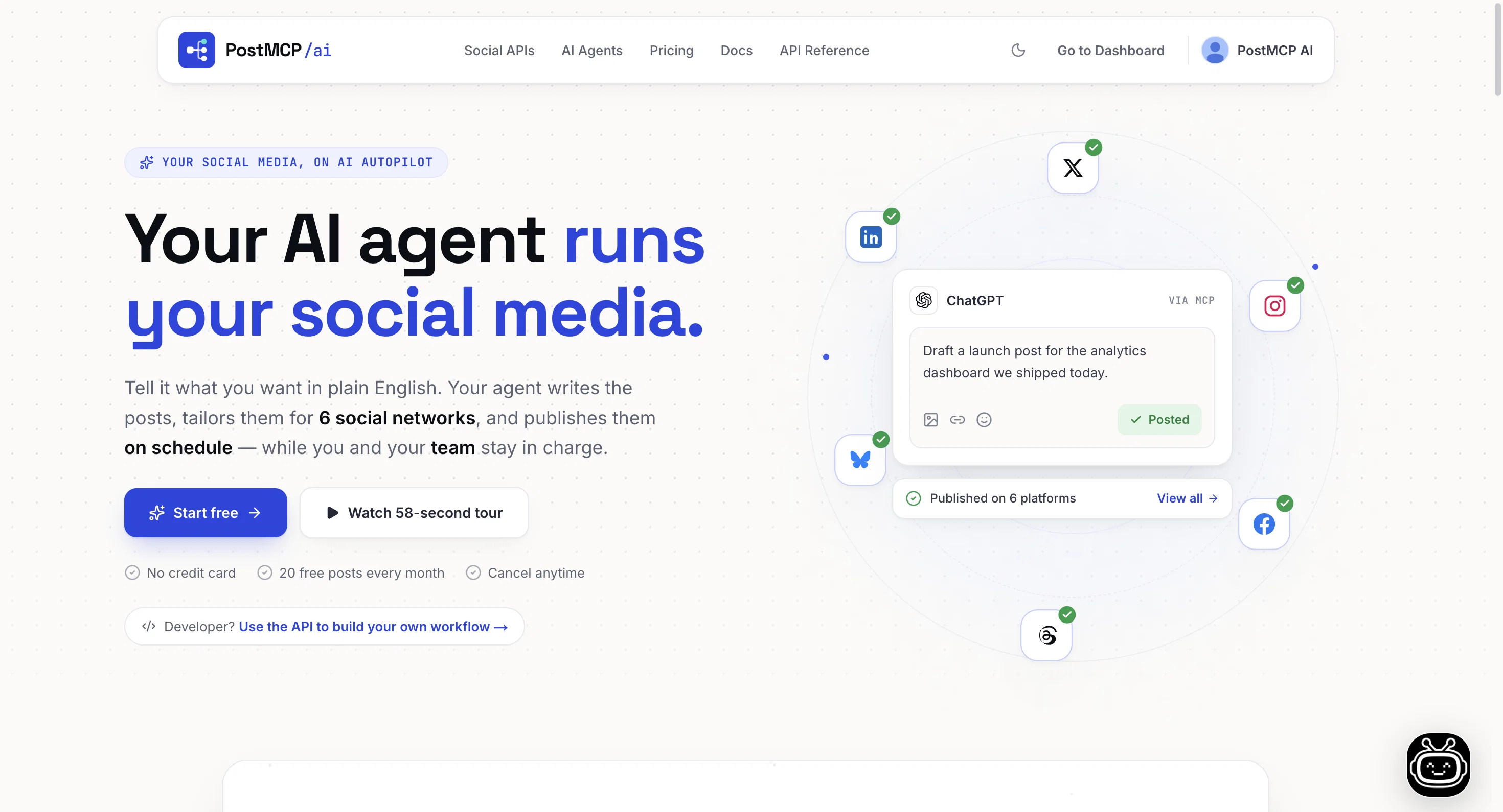 Post MCP Ai - Ai For Social Media Scheduling website