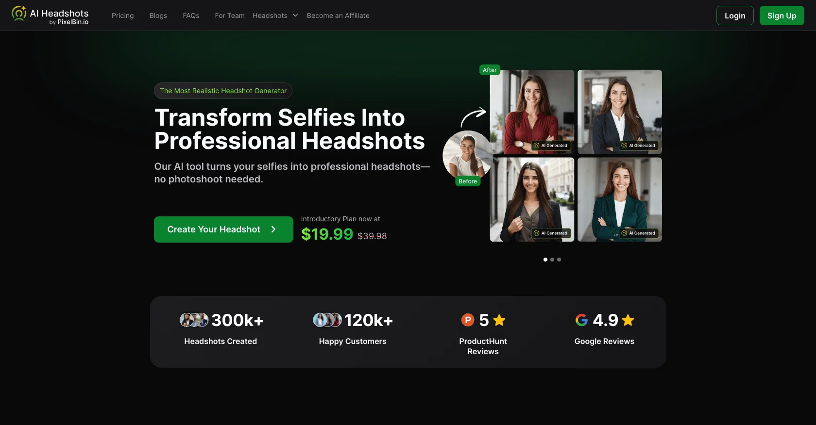 AI Headshots website