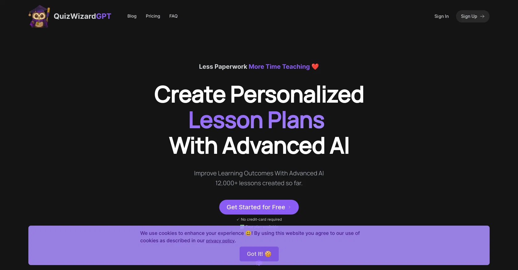 QuizWizardGPT website