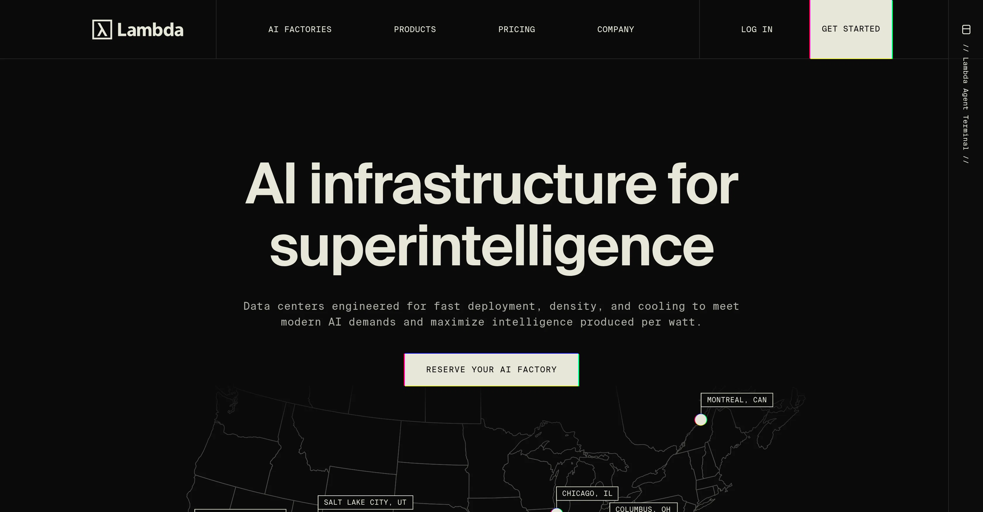 Lambda AI Infrastructure website