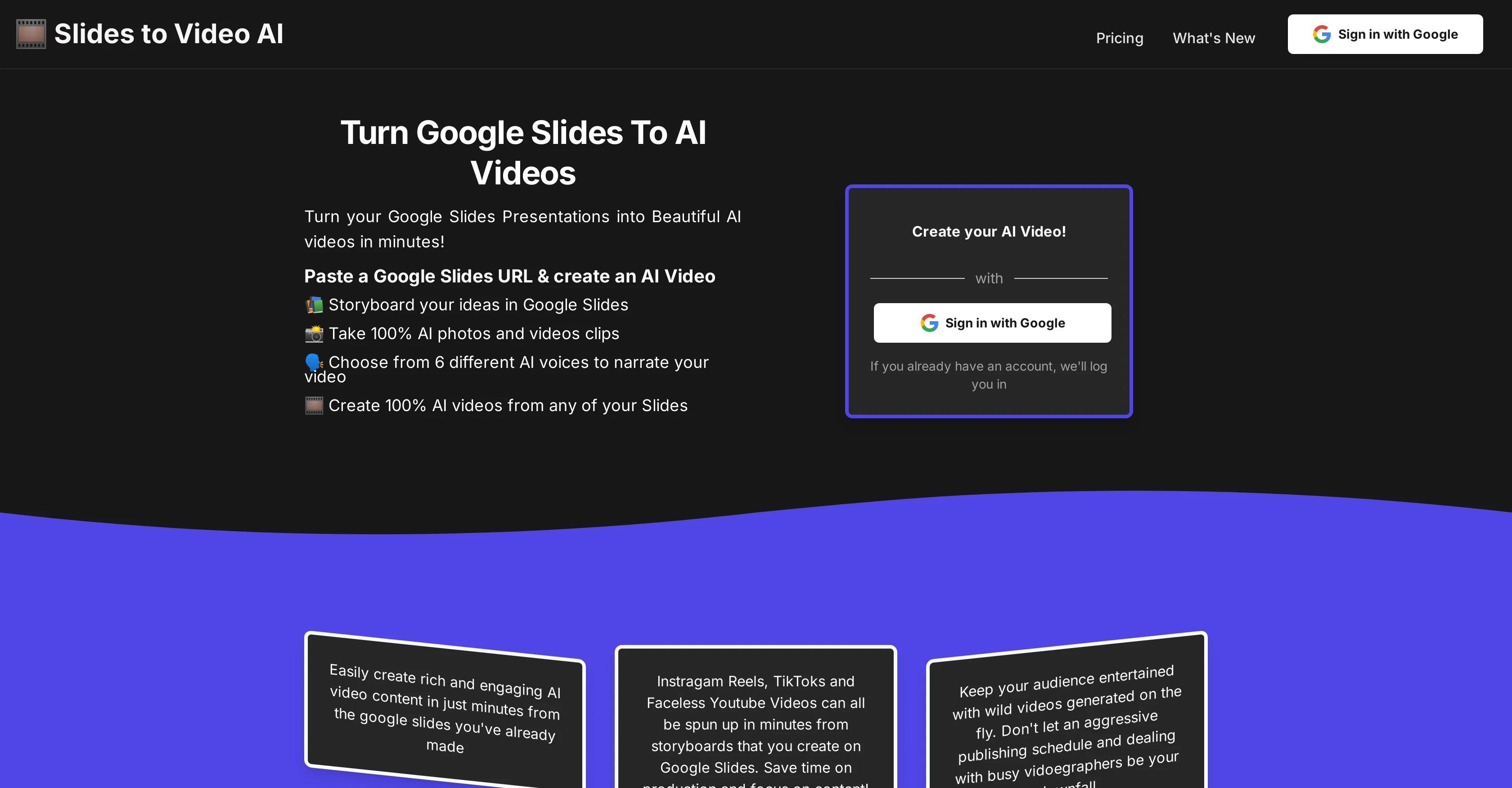 AI Slides to Videos website