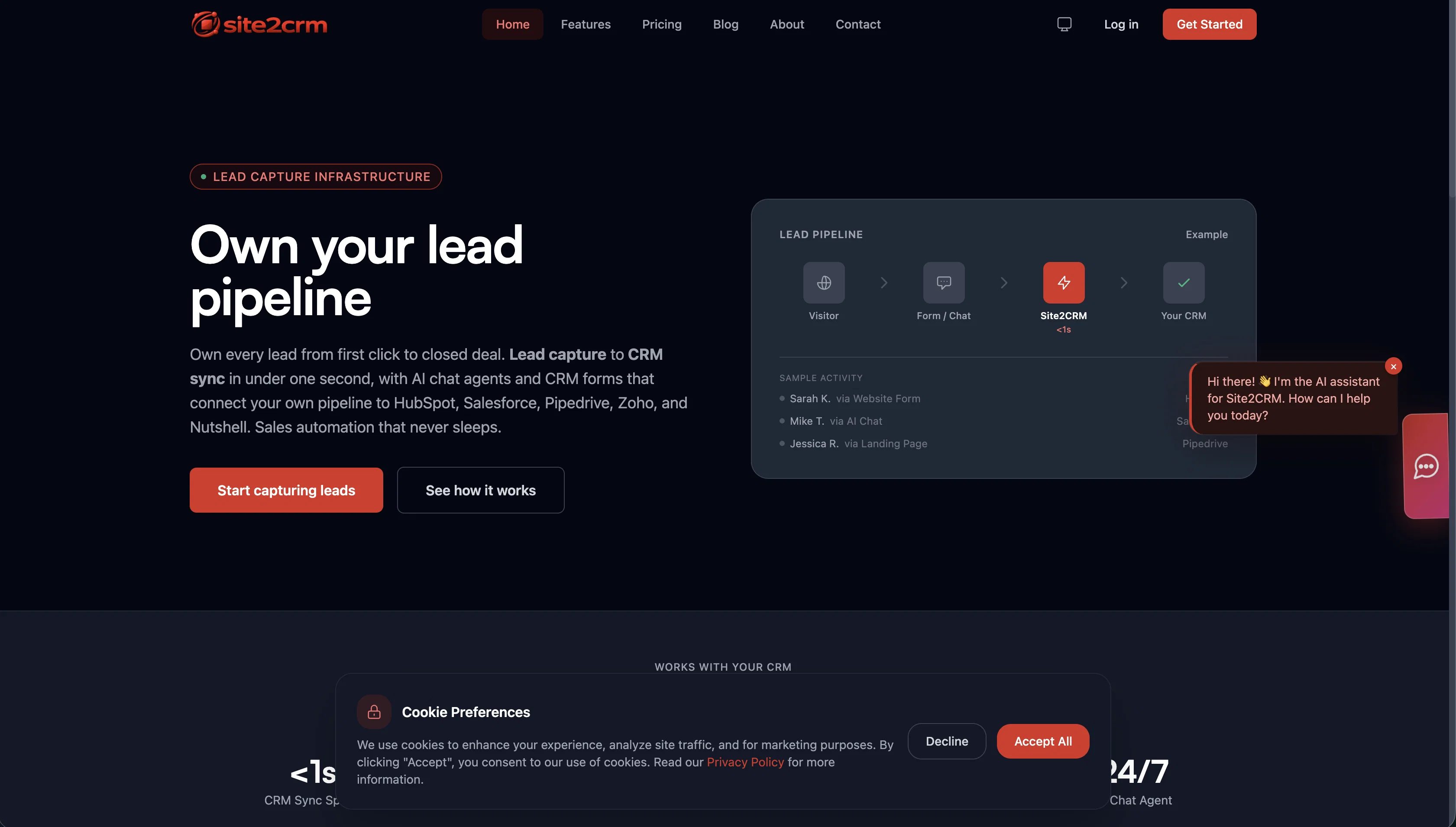 Site2CRM website