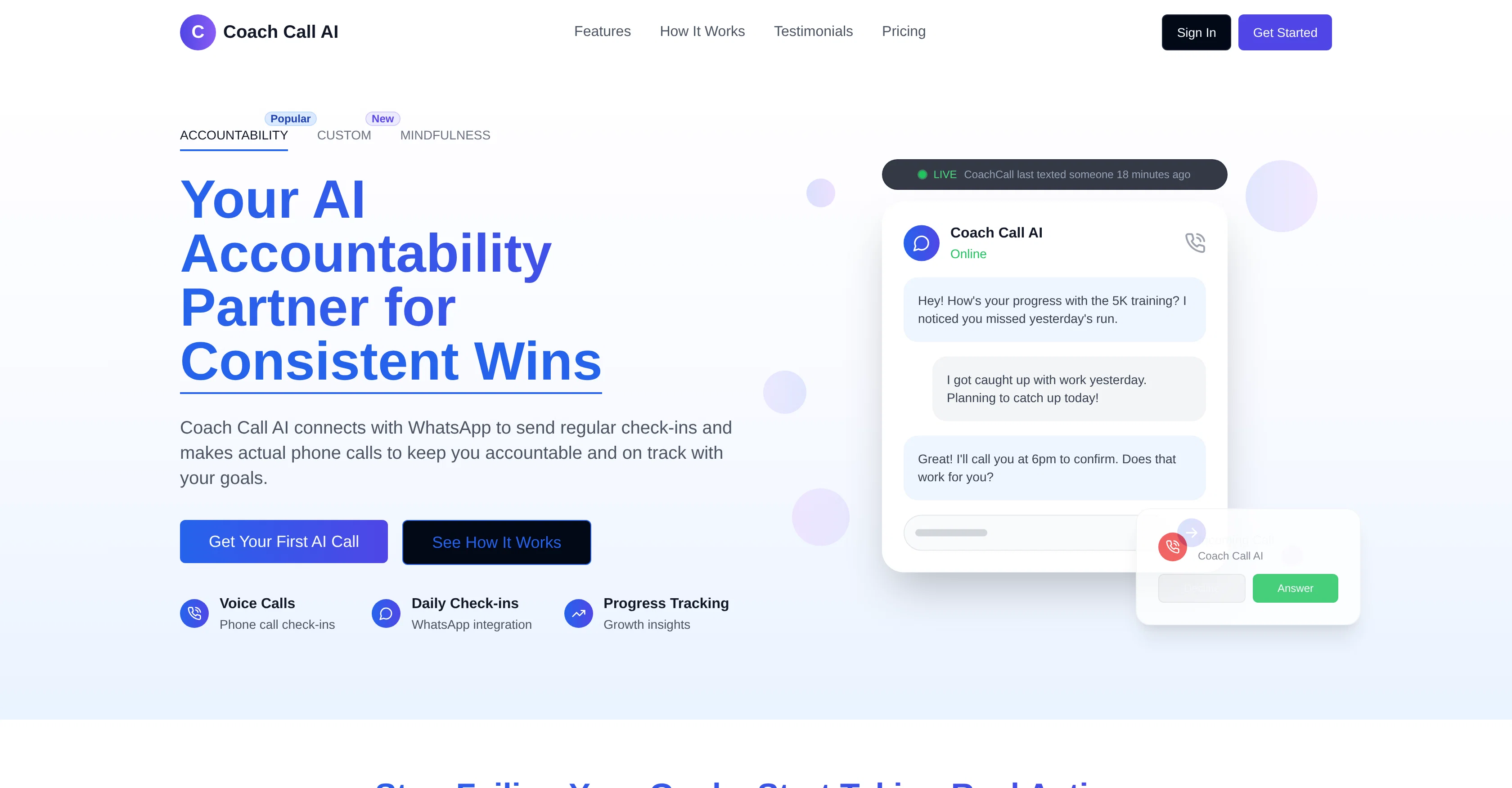 Coach Call AI website