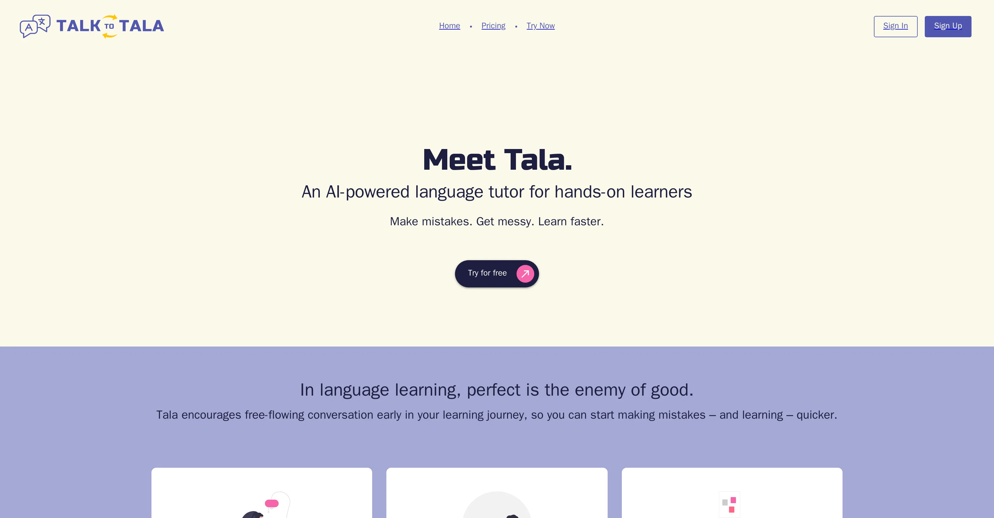 Talk to Tala website