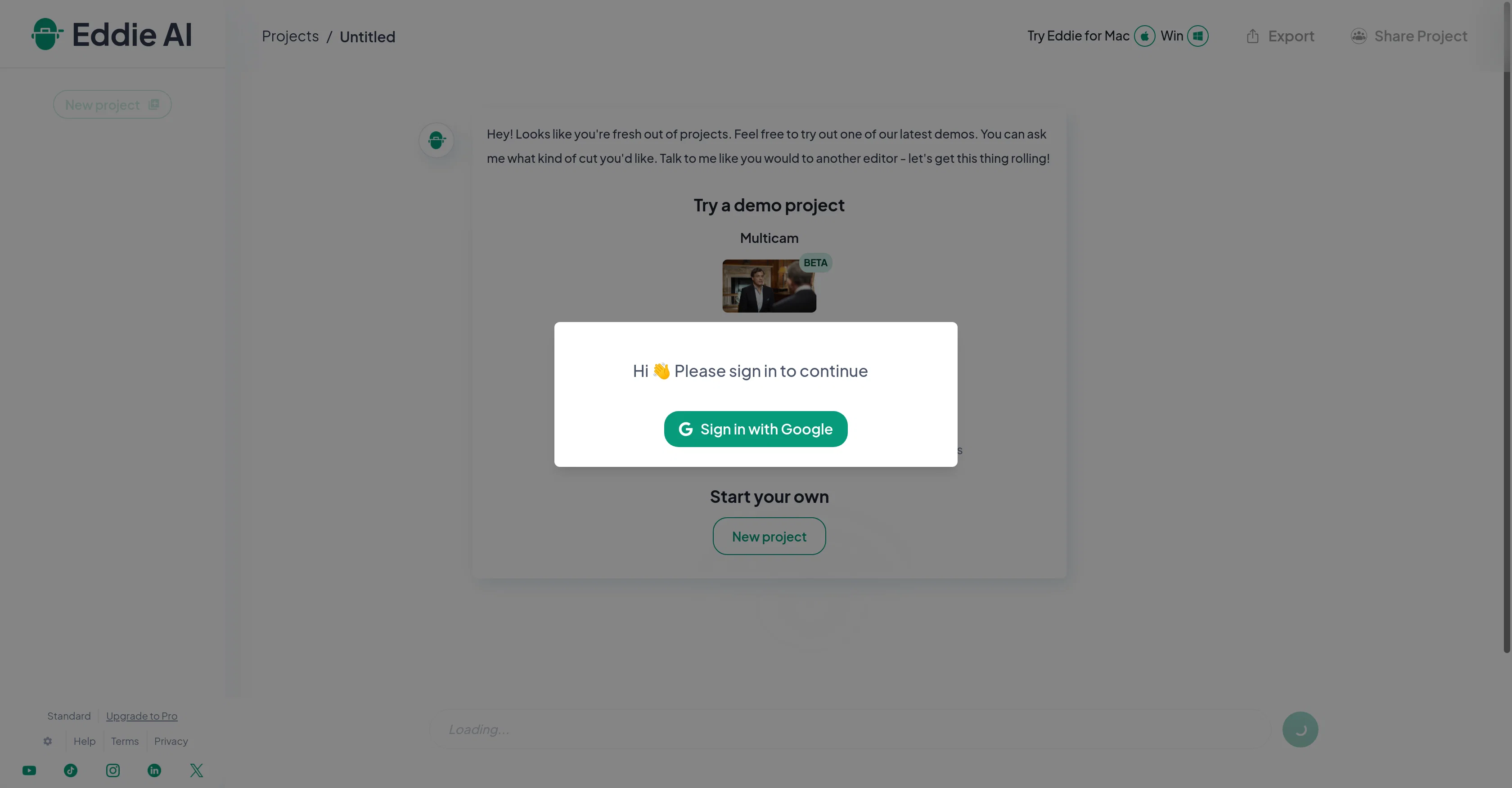 Eddie AI website