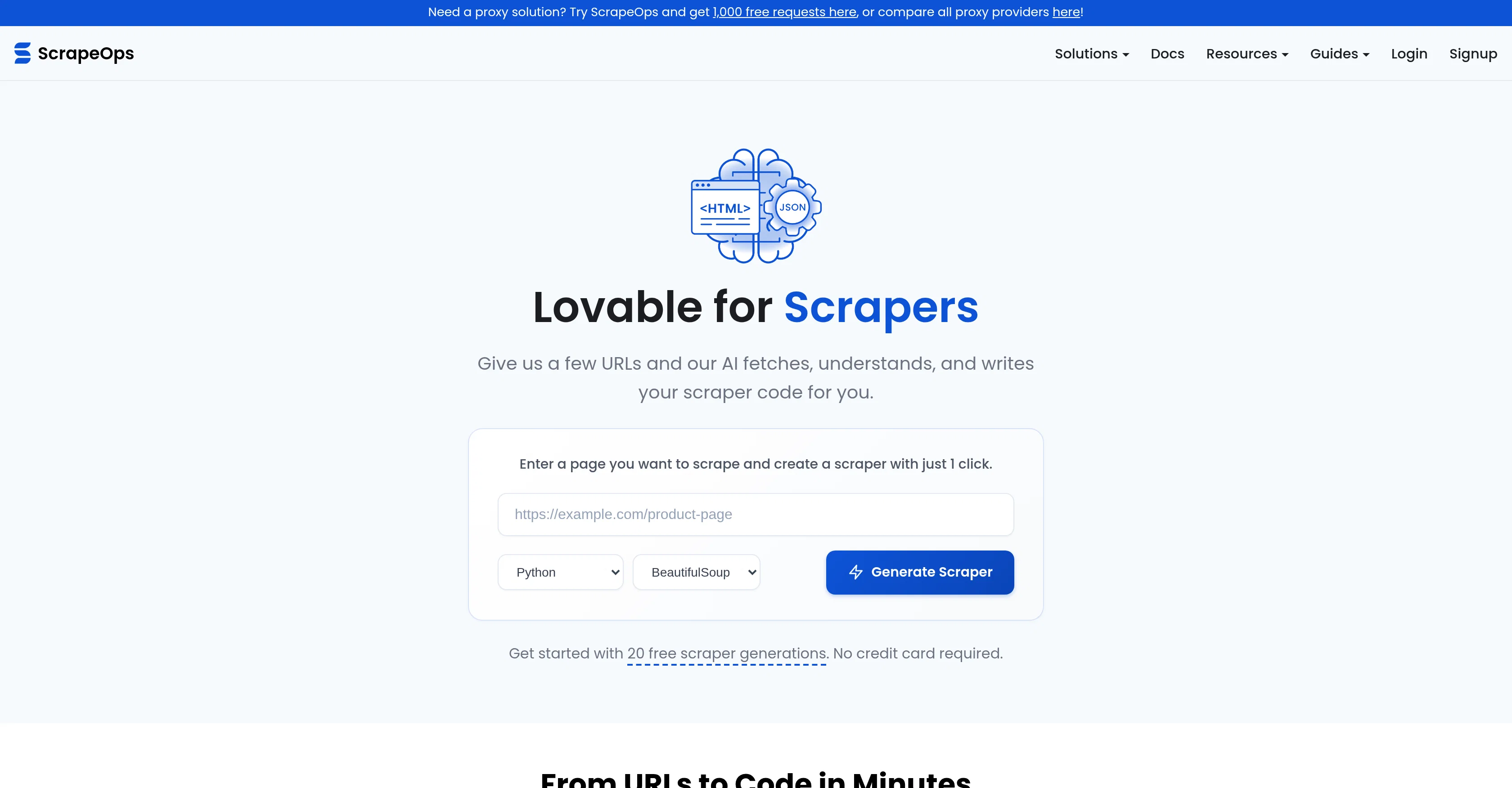 ScrapeOps | Scraper Builder website