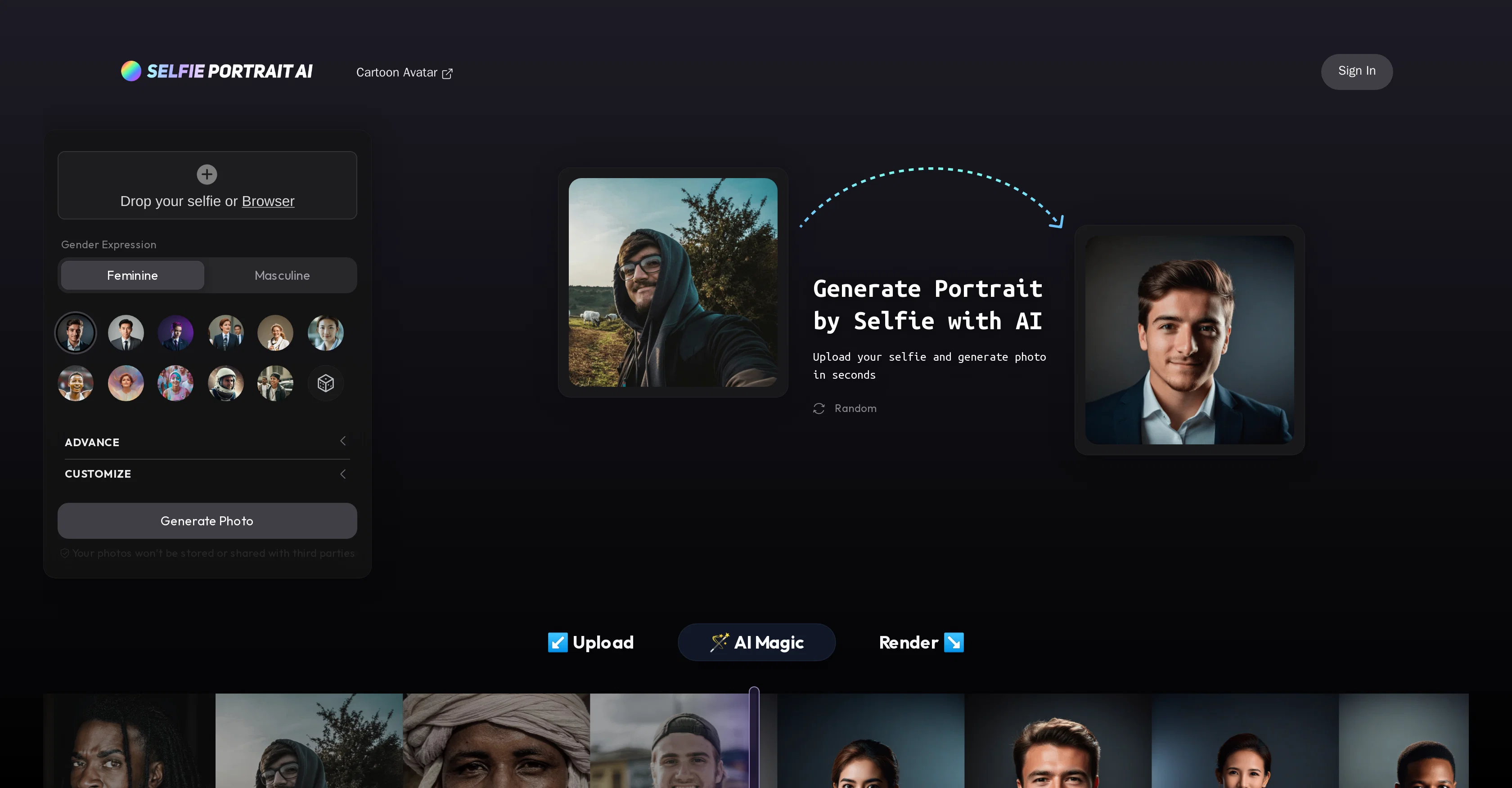Business Portrait AI website