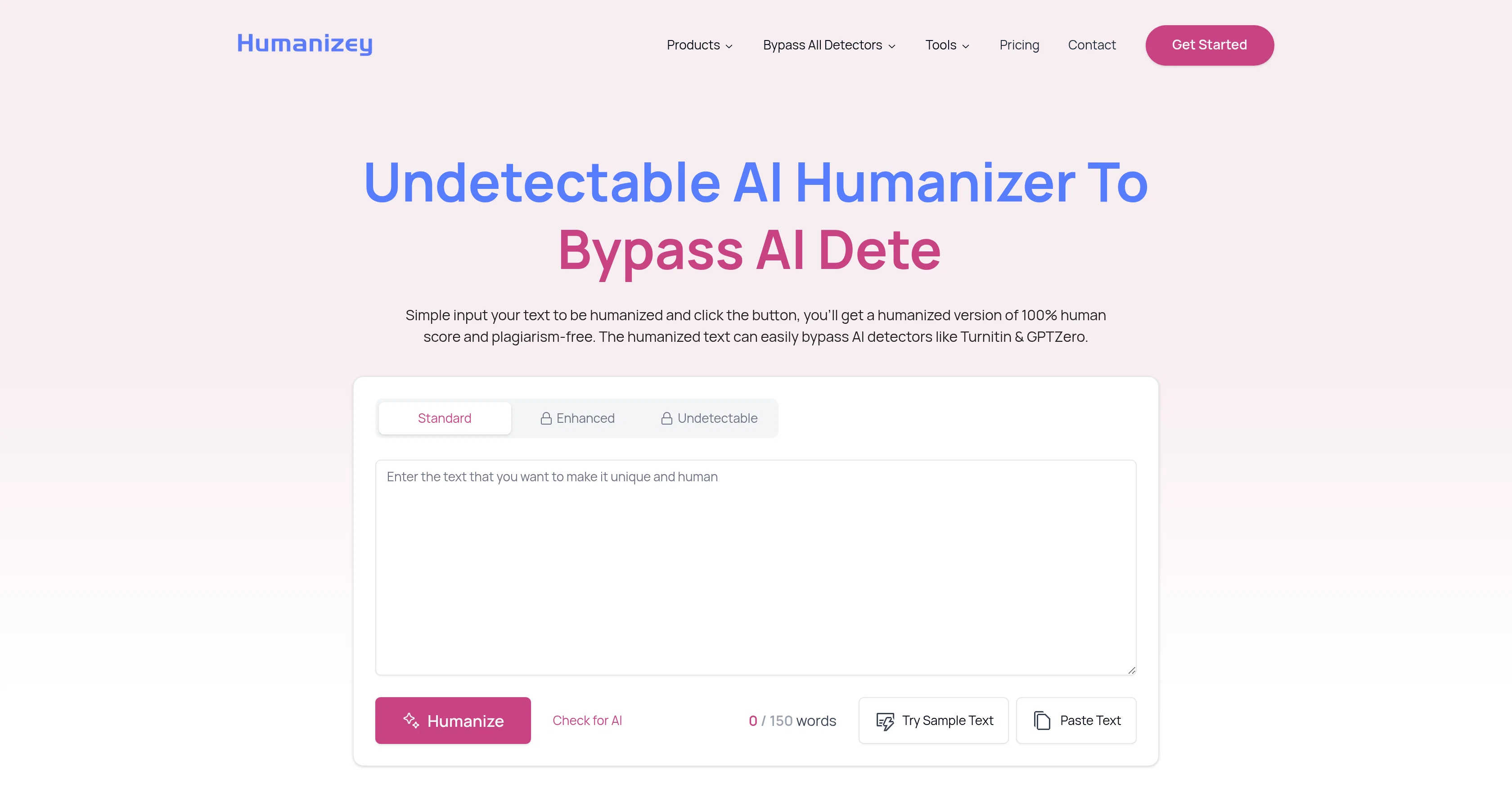 Humanizey AI website
