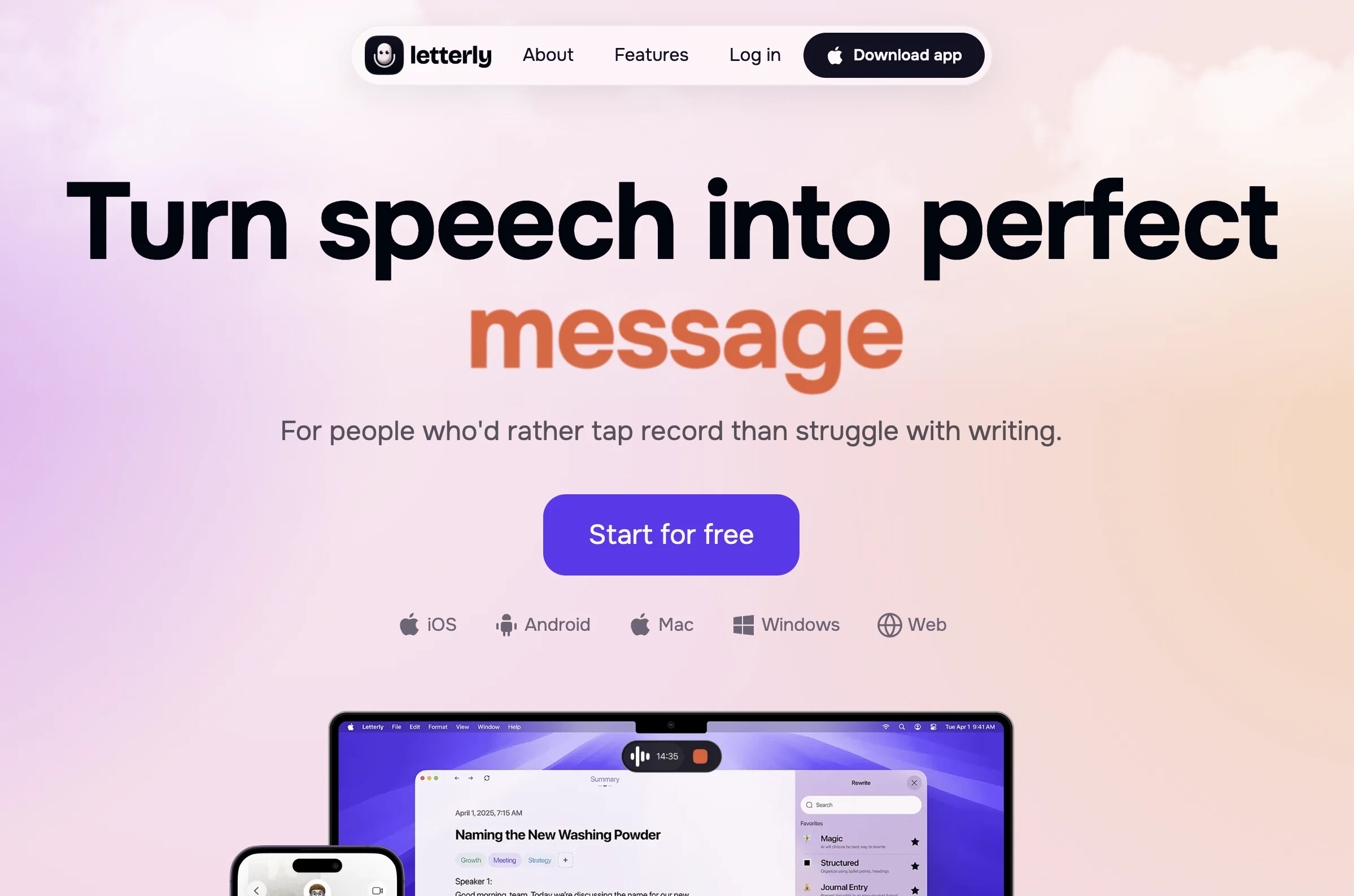 Letterly App website