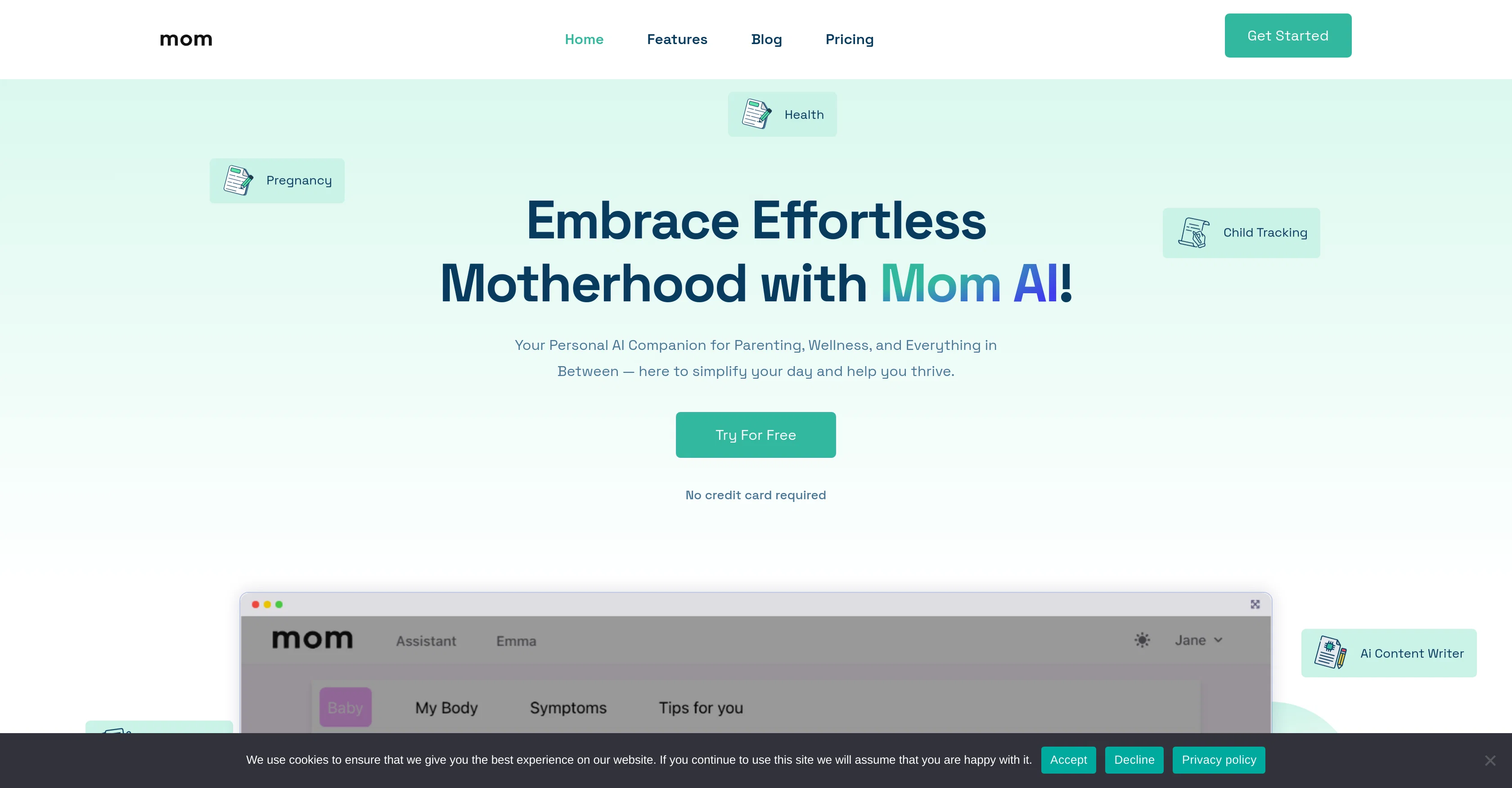 Mom AI website