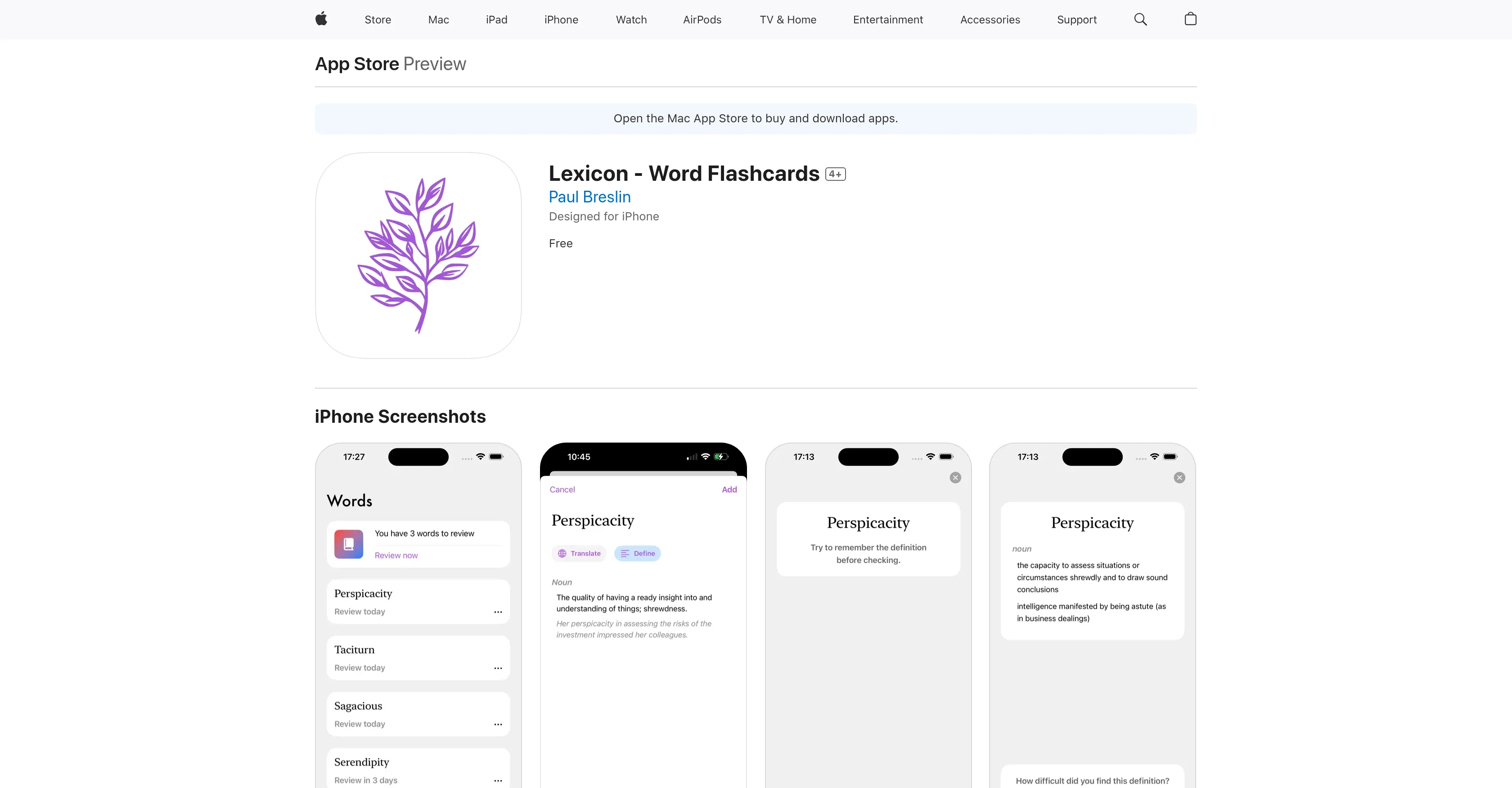 Lexicon - Word Flashcards website